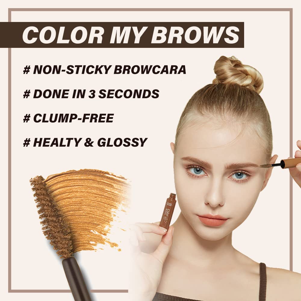 ETUDE Color My Brows, Brow Mascara, 3D Natural Coloring, Beeswax & Carnauba Wax, Moisturizing Brow Care, Eyebrow tint, Soft Gel Texture, Korean Makeup, Beauty, Light Brown (0.152 Fl Oz)