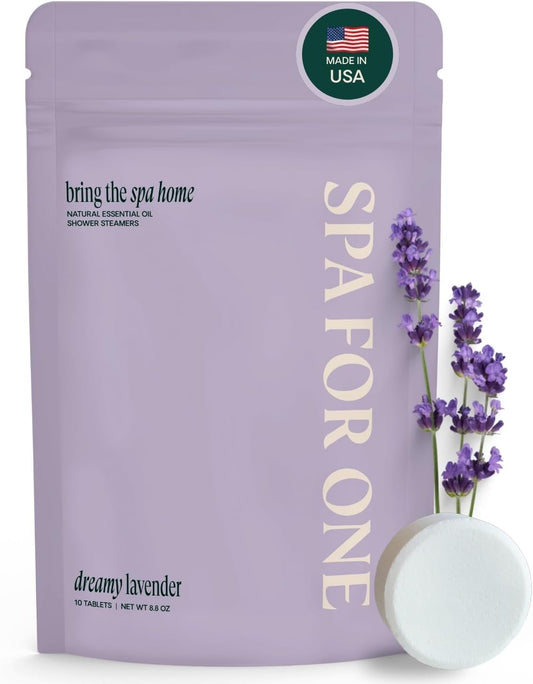 Shower Steamers Aromatherapy 10 Pack - Made in USA with Natural Essentials Oils for Christmas Stocking Stuffers, Birthday Gifts for Women and Men, White Elephant, Relaxation - Lavender