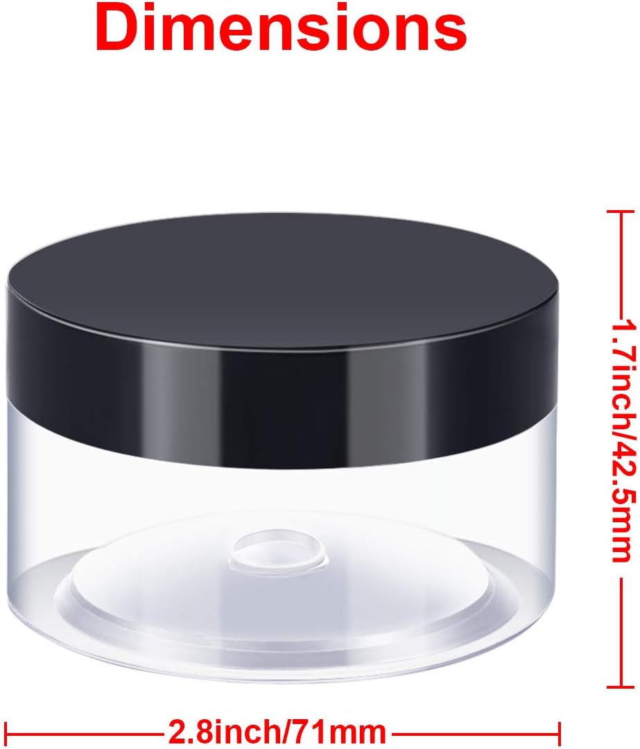 SATINIOR 24 Pieces Empty Clear Plastic Jars with Lids Round Storage Containers Wide-Mouth for Beauty Product Cosmetic Cream Lotion Liquid Butter Craft and Food (Black Lid, 4 oz)
