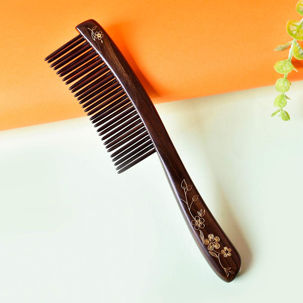Wooden Hair Comb Wide-tooth Inserted Teeth for Women Curly Hair (CQCGB0101)
