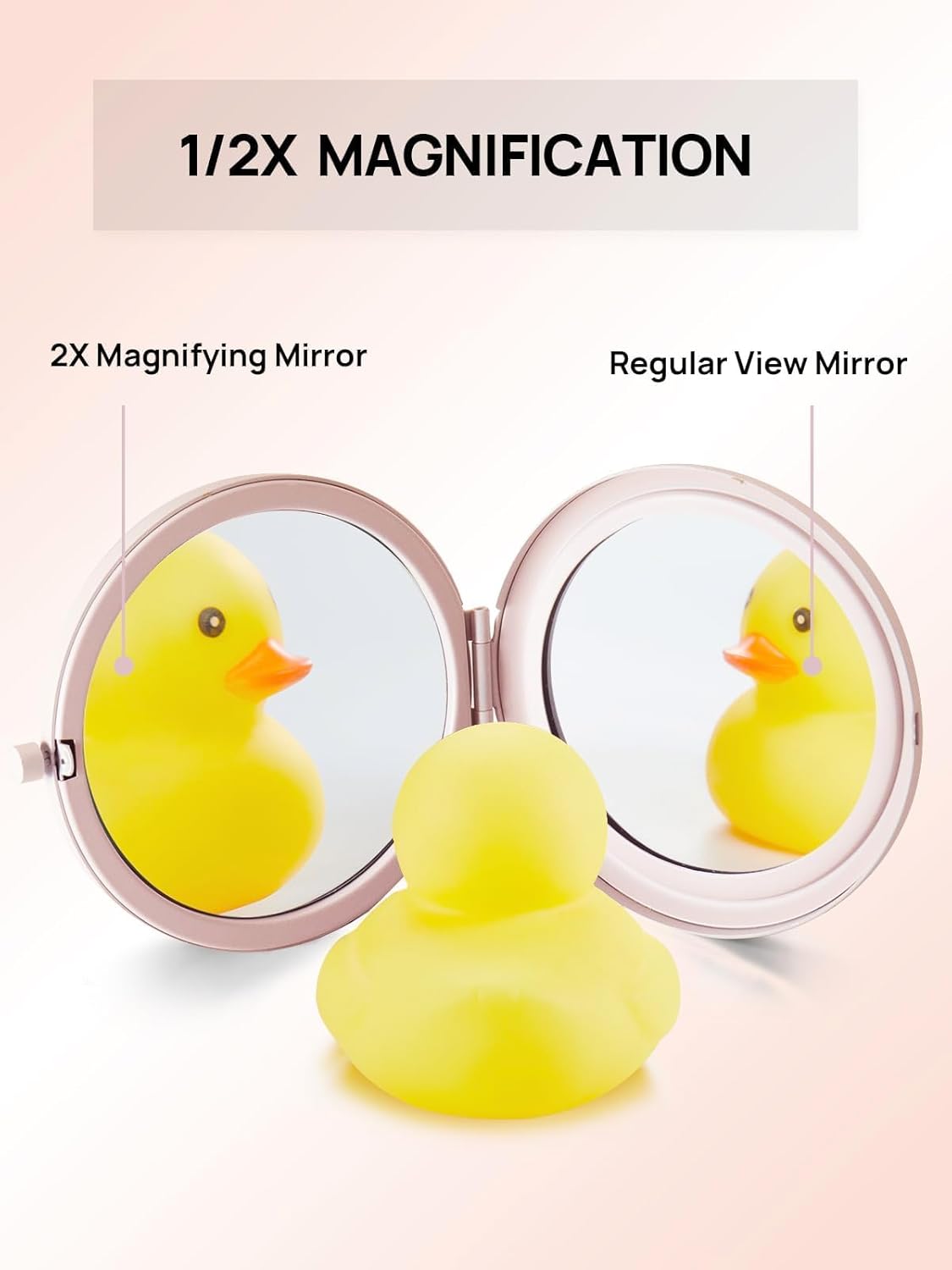 Compact Mirror for Purse, Pack of 24 Double-Sided 1X/2X Magnifying Round Metal Pocket Makeup Mirrors (Round, Pink Marshmallow)