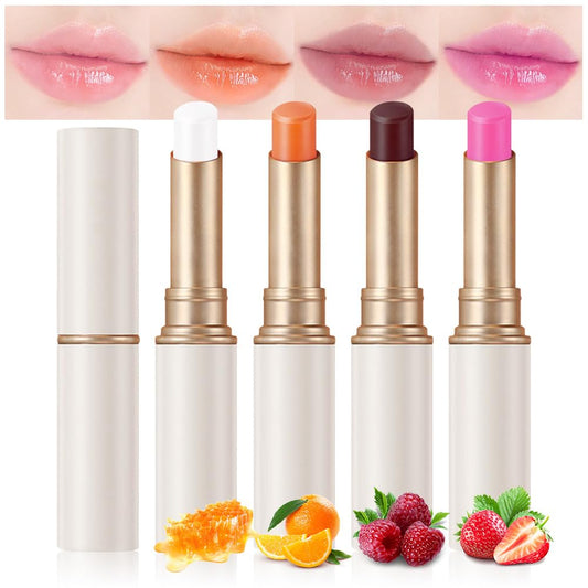 evpct 4Pcs Magic Color Changing Lipstick Long Lasting Waterproof 24 Hours Original for Women, Honey Orange Raspberry Strawberry Pink PH Mood Permanent Color Changing Lipstick Lip Balm, labial magico