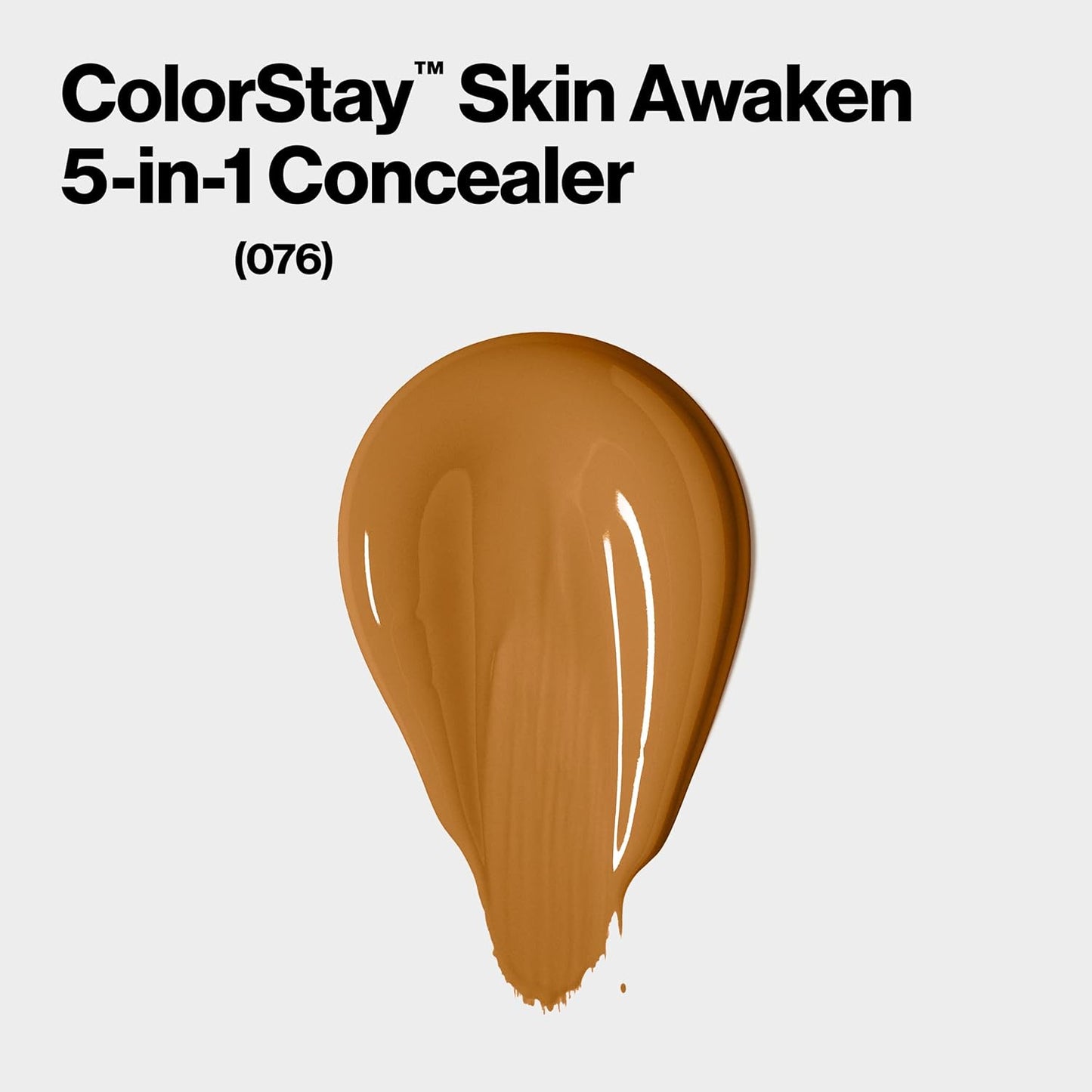 Revlon ColorStay Skin Awaken 5-in-1 Concealer, Lightweight, Creamy Longlasting Face Makeup with Caffeine & Vitamin C, For Imperfections, Dark Circles & Redness, 076 Caramel, 0.27 fl oz
