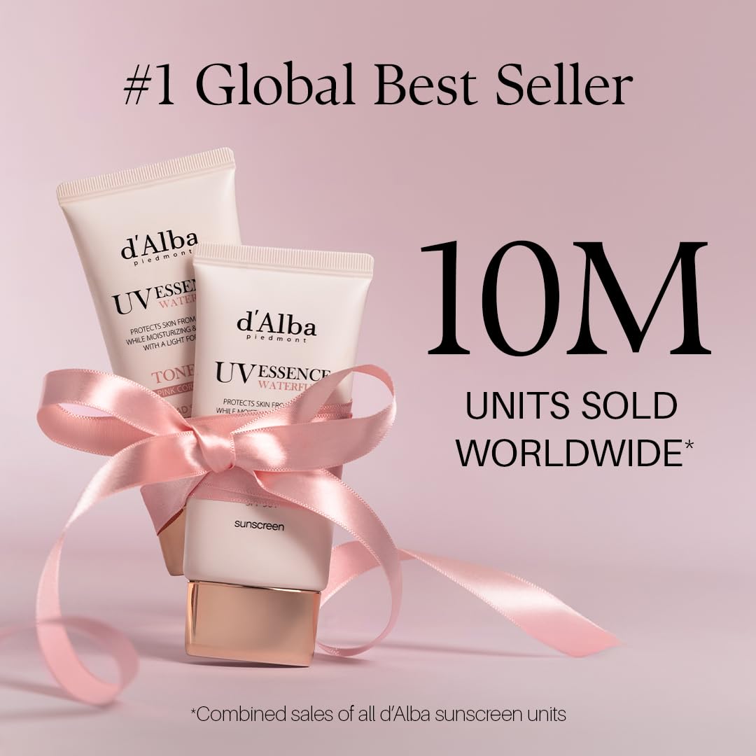 d'alba Piedmont Waterfull Tone-Up Sunscreen Serum BROAD SPECTRUM SPF 50 + Korean Sunscreen for Face, All Skin Tones, Sweat Proof Formula (1.69 fl.oz.)