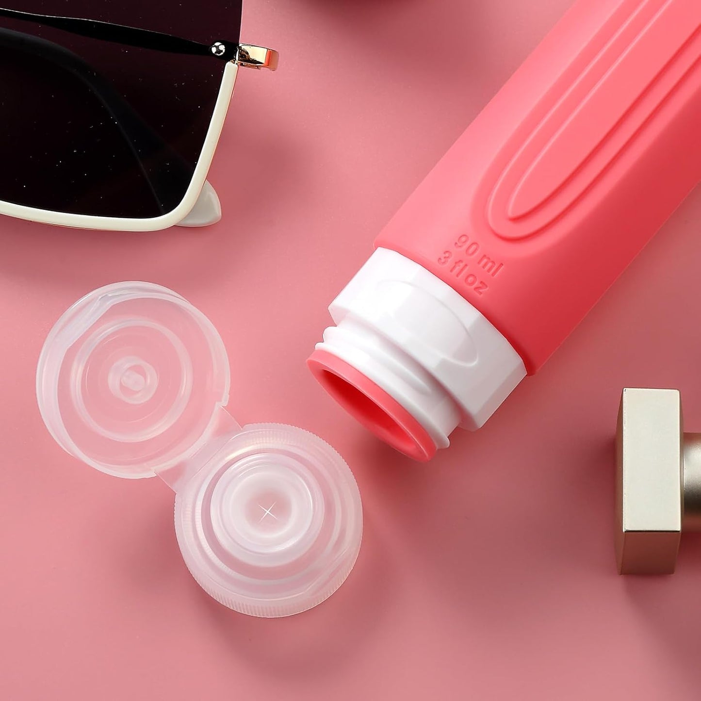 Travel Bottles for Toiletries, Tsa Approved 3oz Travel Size Containers BPA Free Leak Proof Refillable Liquid Silicone Squeezable Travel Accessories for Shampoo Conditioner Lotion (4 Pack)