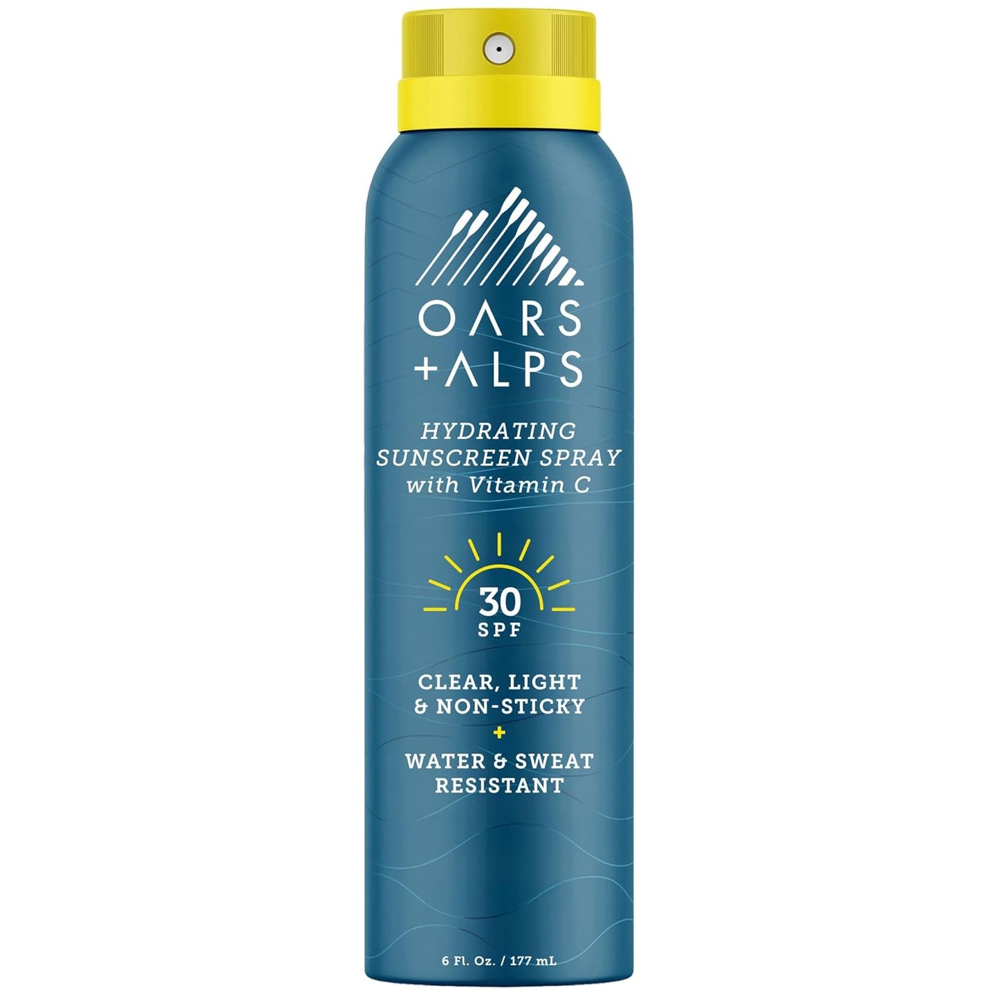 Oars + Alps Hydrating SPF 30 Sunscreen Spray, Naturally Derived Skin Care Infused with Vitamin C and Antioxidants, Water and Sweat Resistant, 6 Oz, 1 Pack
