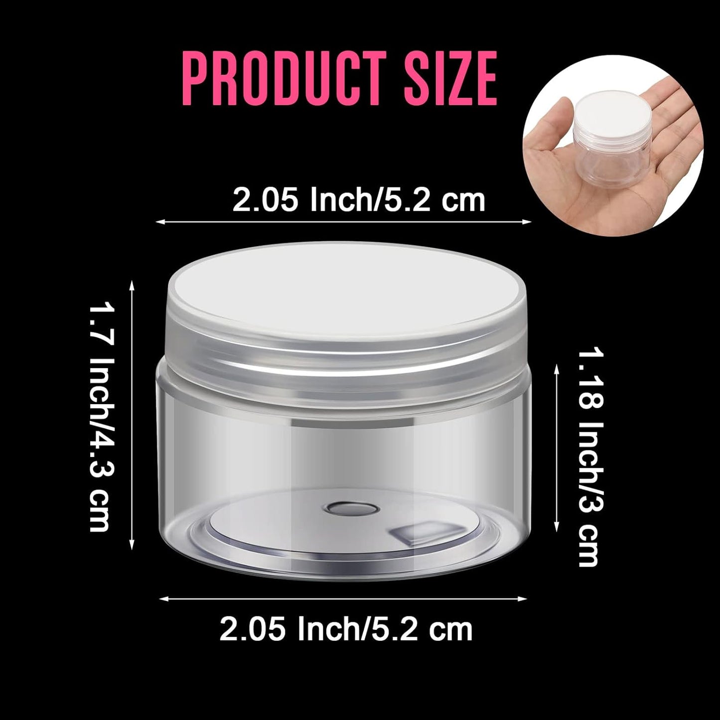 Patelai 4 Pieces Round Wide-mouth Leak Proof Plastic Container Jars with Lids for Travel Storage Makeup Beauty Products Face Creams Oils Salves Ointments DIY Making(2 Ounce,Clear)