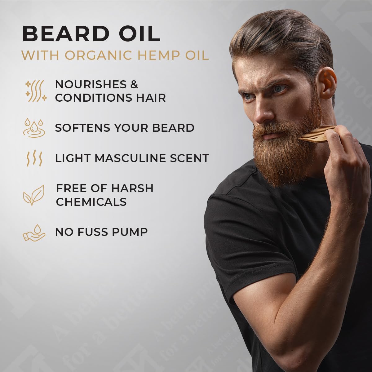 MANE TAME Beard Oil - Made with Certified Organic Hemp Oil - No Fuss Pump 1oz. Bottle - Softens Your Beard and Stops Itching - Great Beard Oil and Conditioner For Men