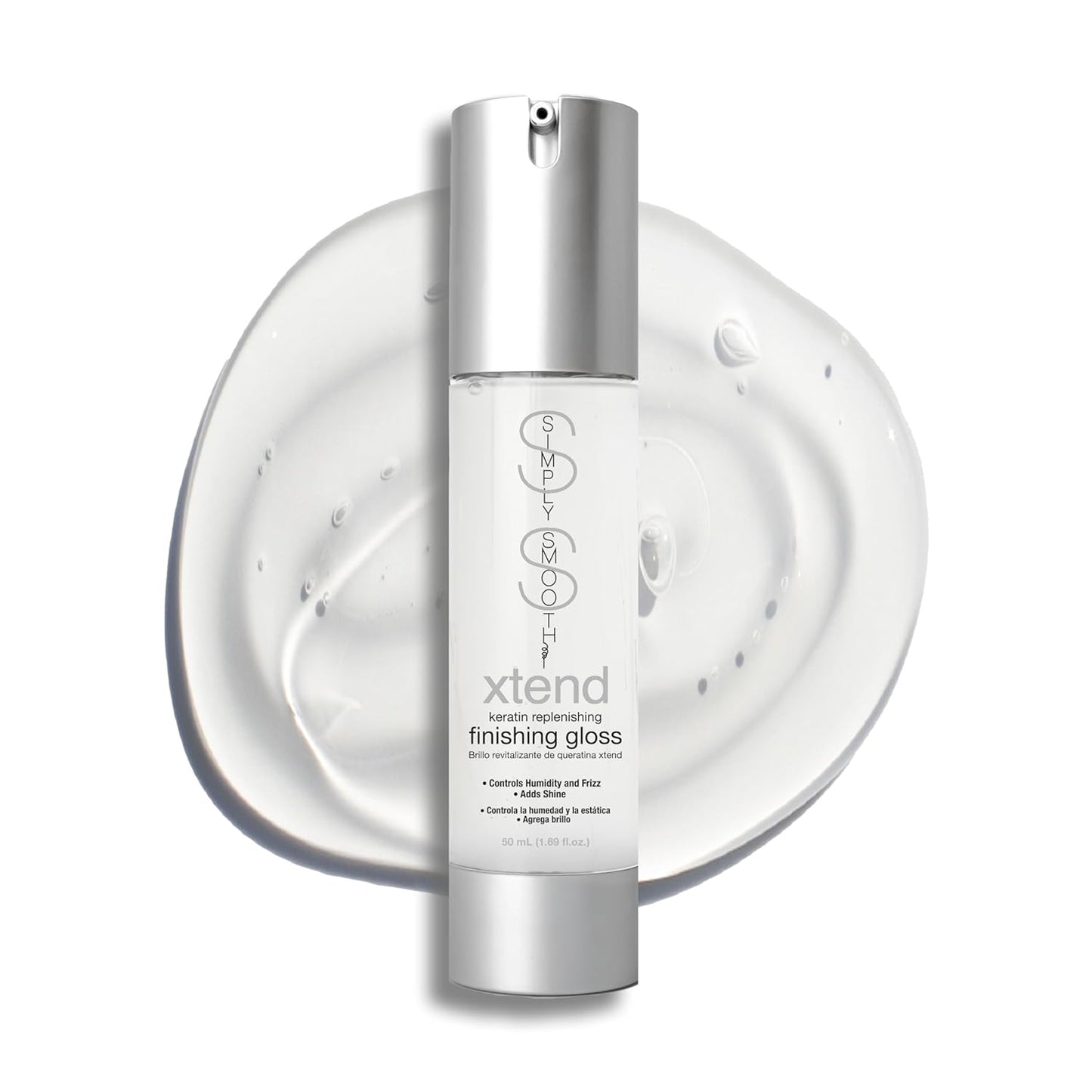 SIMPLY SMOOTH Xtend Keratin Replenishing Finishing Gloss (Pump) - Weightless Finishing Serum for All Hair Types - Adds Shine, Controls Humidity & Eliminates Frizz