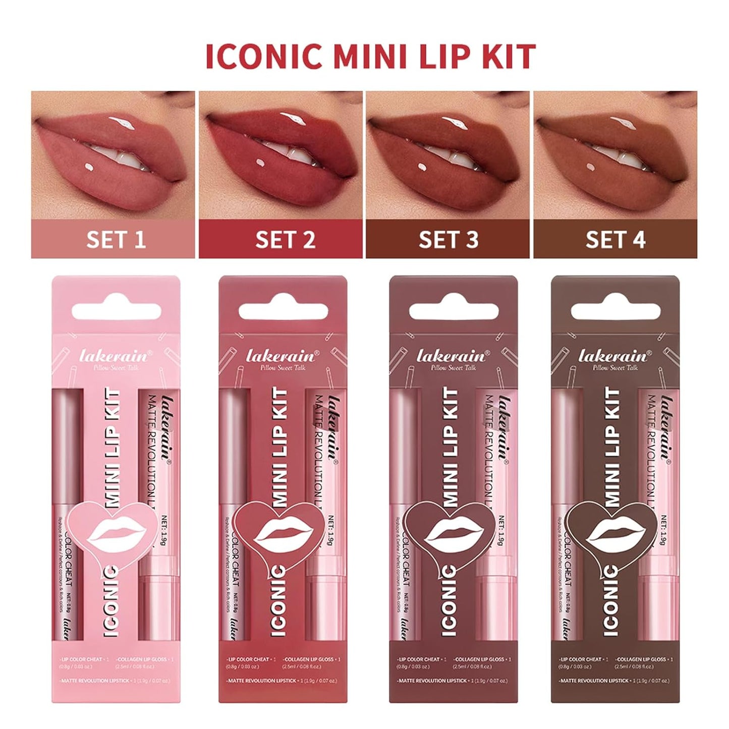 3PCS Lip Liner and Lipstick Combo Set - Matte Lip Liner Pencil, Velvet Matte Lipstick & Hydrating Collagen Lip Gloss - Long-Lasting, Smudge-Proof, High Pigment Nude Pink Lip Makeup Kit (Set 1, 3)