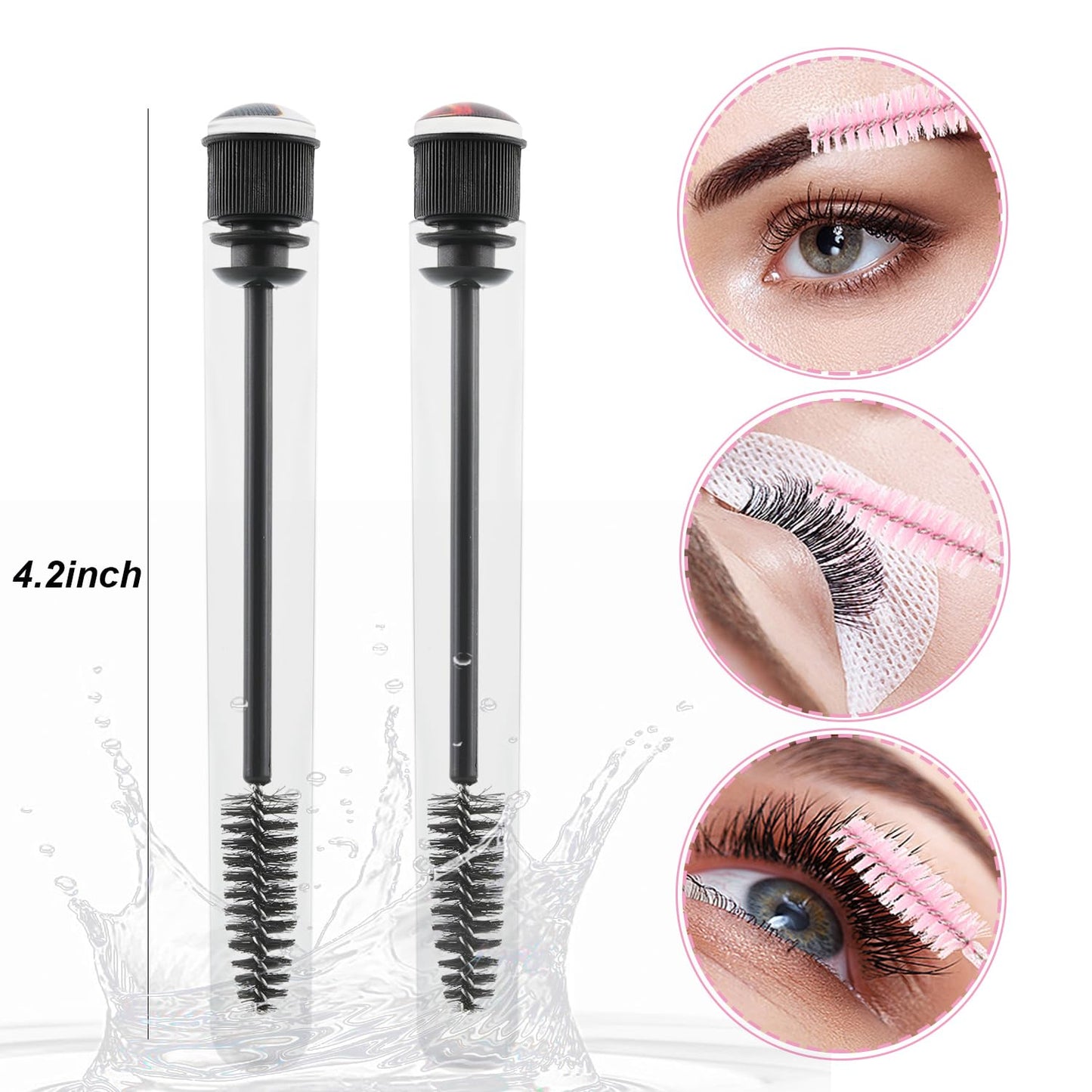 20 Pcs Disposable Mascara Wands Set,Include 10Pcs Crystal Lash Spoolies Brush and 10 Pcs Reusable Empty Eyelash Brush Tubes Halloween Party Decration