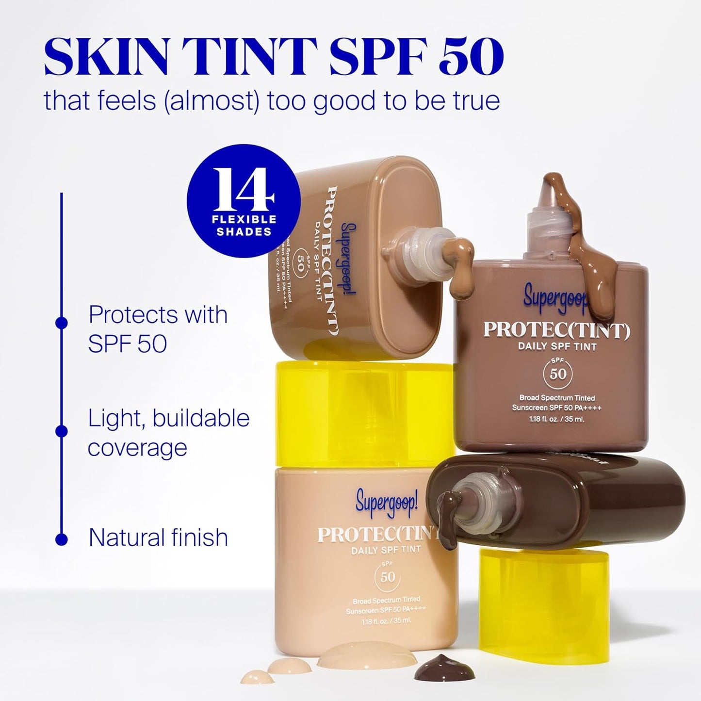 Supergoop! Protec(tint) Daily Skin Tint SPF 50 - 10N - Light, Buildable Coverage for Immediately Smooth, Even-Looking Skin - Natural Finish