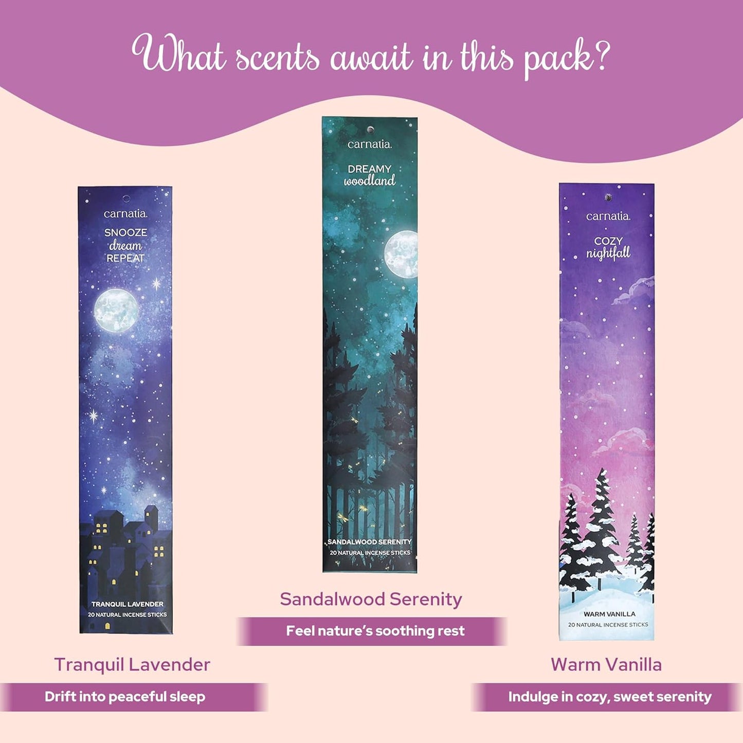 Carnatia Sleep Essentials Incense Sticks – Set of 6 Relaxing Scents for Deep Sleep, Stress Relief & Calm | Natural, Slow-Burning Aromatherapy for Restful Nights, Better Sleep & Evening Rituals!