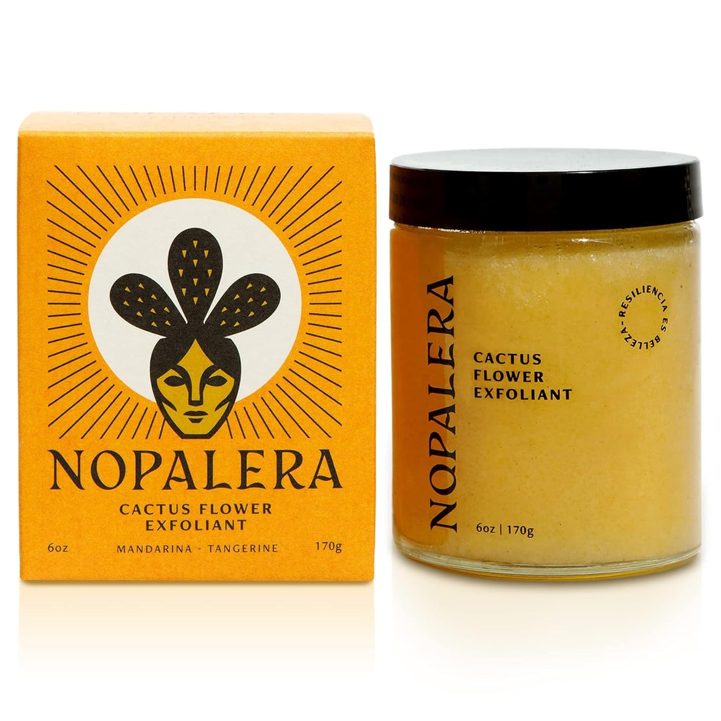Nopalera Mandarina Cactus Flower Exfoliant - Face & Body Scrub, 3-in-1 Cleanser, & Moisturizer, Vegan, Cruelty-Free, Natural Citrus Scent, Dye Free, 6 oz.