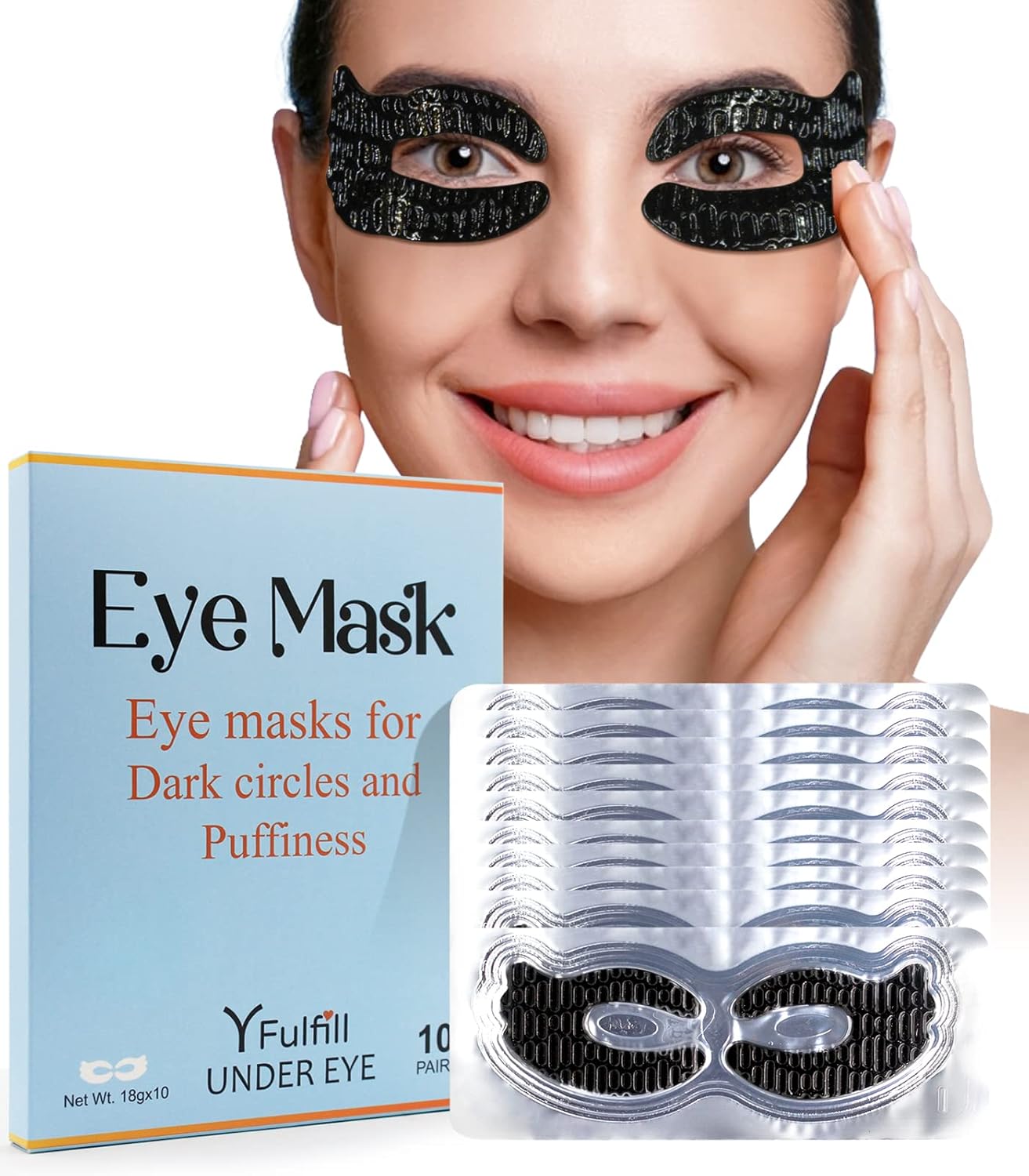 Collagen Eye Pads for Puffy Eyes and Dark Circles, Under Eye Patches for Puffy Eyes, Under Eye Masks Skincare Black color