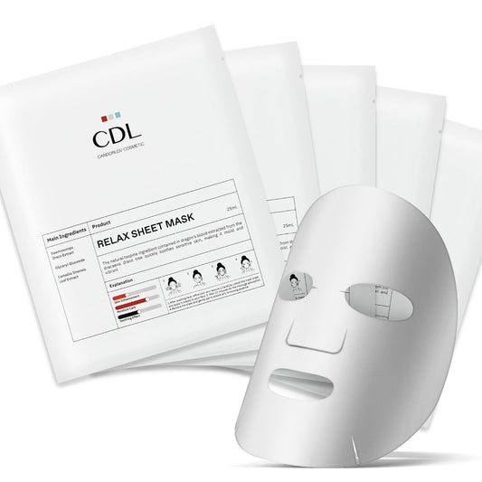 Relax Sheet Mask, 25mlx5pcs, Soothing Cooling Face Mask, Reduces Redness Swelling, Moisturizing Sheet Mask, Irritation-Free with Natural Ingredients with Pumpkin Extract & Dragon’s Blood