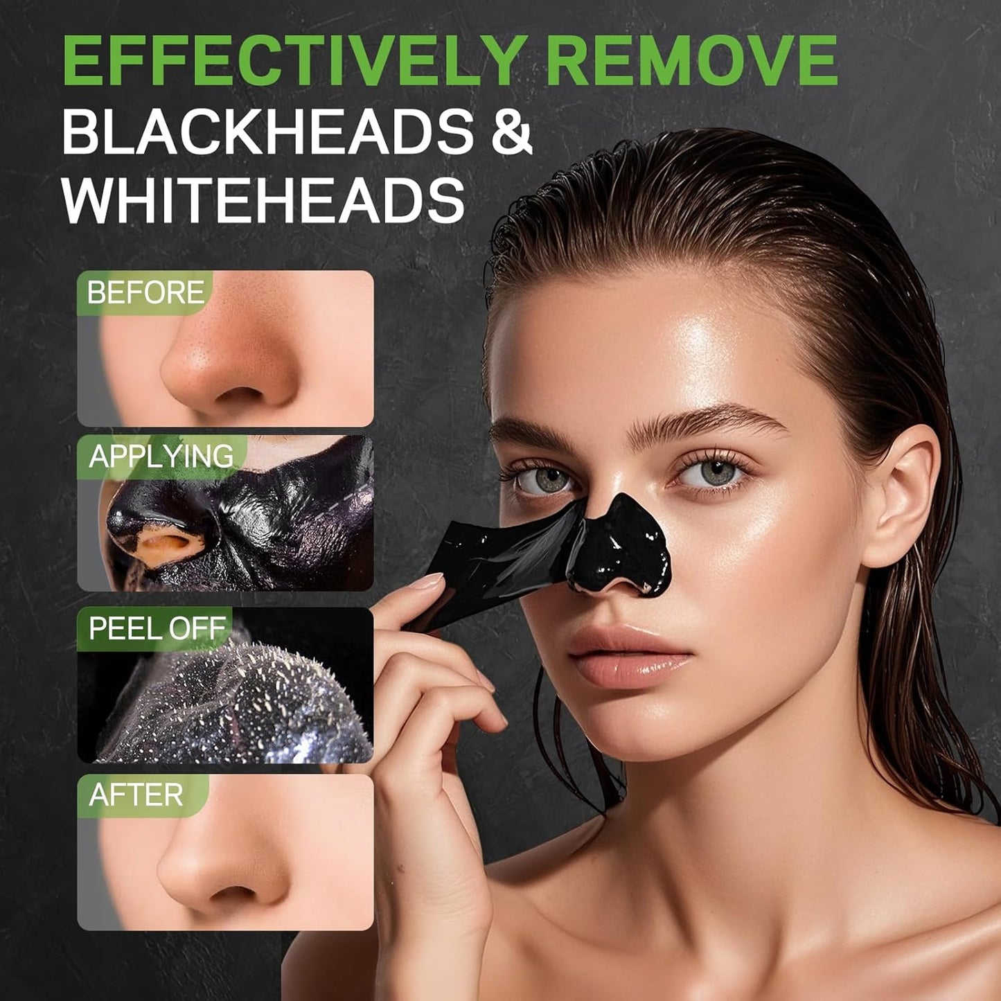 Blackhead Remover Mask, Charcoal Peel Off Mask Kit, (100g) Deep Pore Cleans,Oil Control, Blackheads Removal Peel Off Face Mask for Men & Women – Includes Brush,Extractor Tool