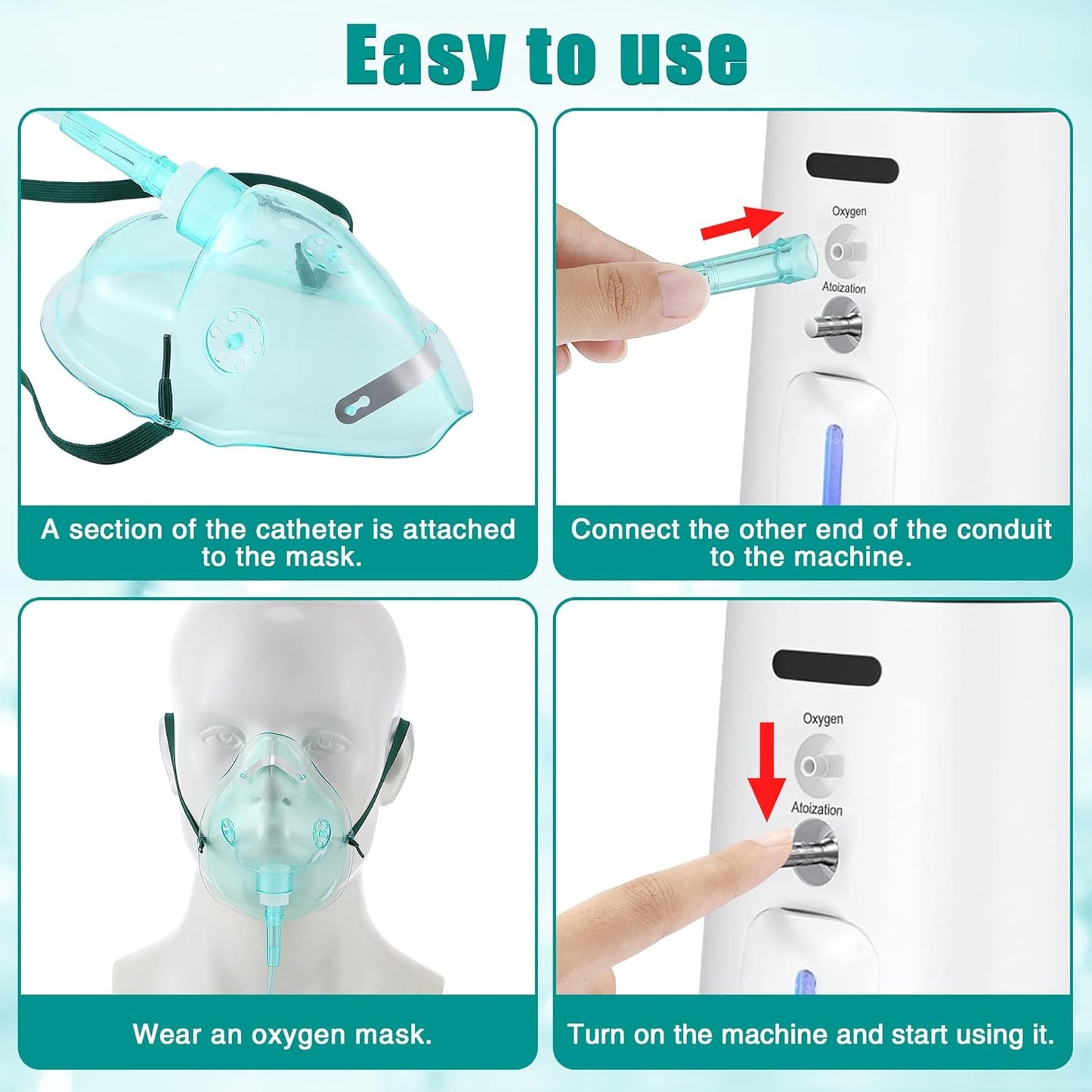 Geiserailie 2PCS L/XL Oxygen Mask with 6.6 Ft Tubing and Adjustable Elastic Strap, Adult Oxygen Mask with Tubing, Breathing Masks for Face Adult