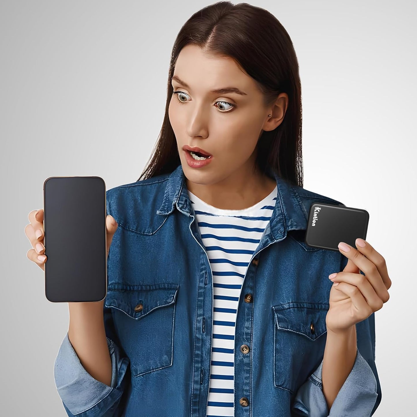 Kintion Rechargeable Pocket Mirror, Double Sided 1X/3X Magnification Compact Vanity Mirror, 3 Color Lights, Dimmable, Small Portable Wallet Mirror, Lighted Travel Mirror for Women Gifts, Black