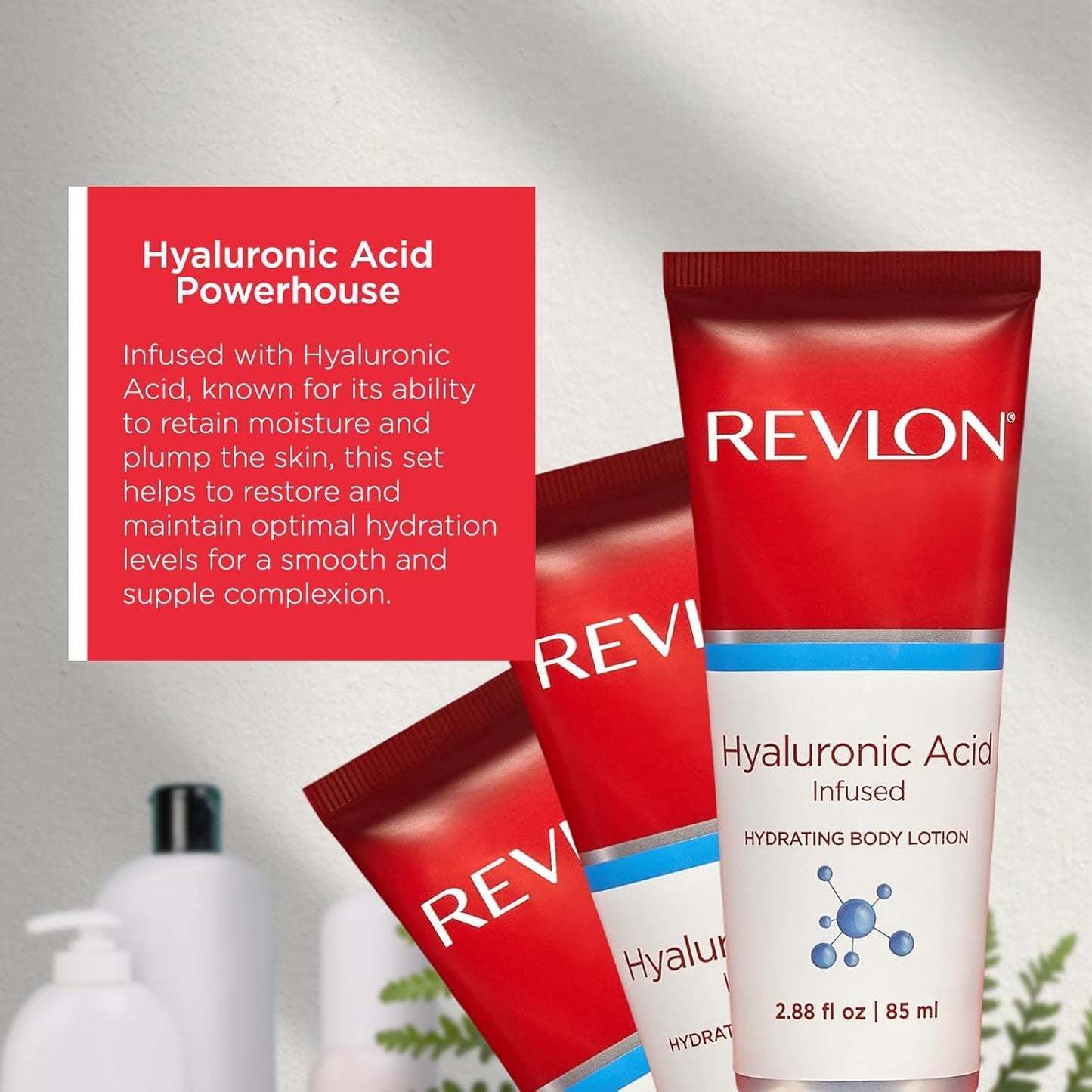 REVLON Get Carried Away Trio Hydrating Travel Set, Hyaluronic Acid Infused, Hydrating Body Wash, Body Lotion, Exfoliating Body Scrub, 3 Count (2.88 fl oz)