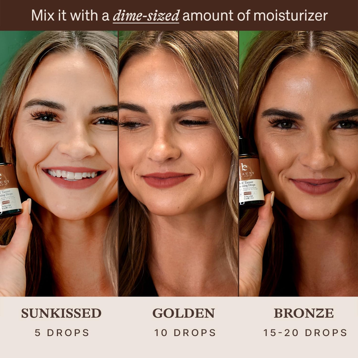 Self Tanning Drops - USA Made with Natural & Organic Ingredients, Medium Face Tanning Drops to Add to Lotion, Moisturizing Bronzing Tanner for Face & Body, Toxin Free Tanner for Fake Tan