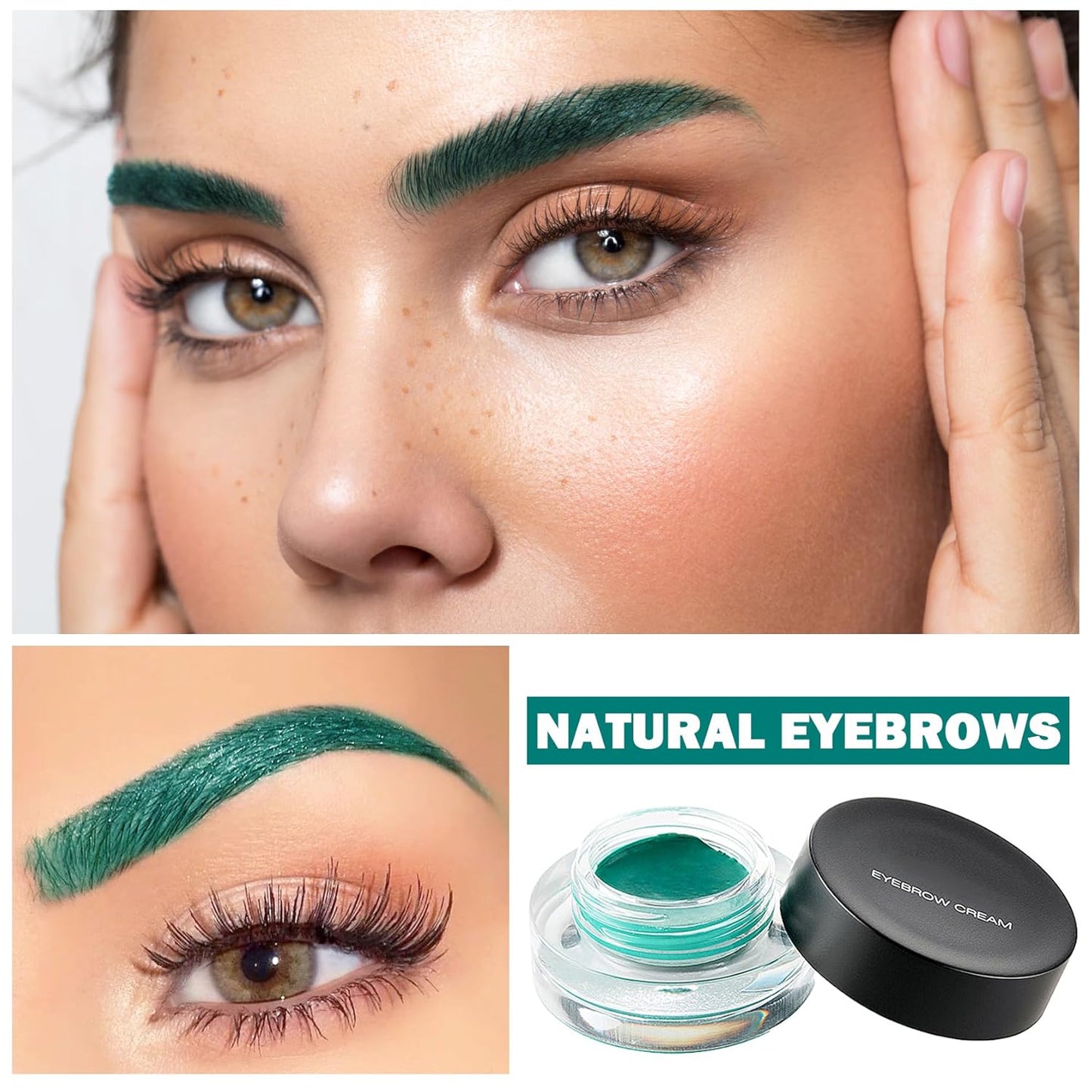 Eyebrow Pomade Cream,Brow Pomade Gel Naturally Long Lasting Waterproof,Delicate and Smooth Eye Brow Makeup Cosmetics with Eyebrow Brush - Green