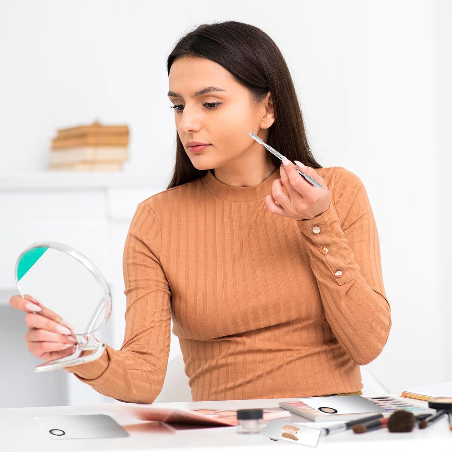 3Pcs Stainless Steel Cosmetic Makeup Palette Professional Cosmetic Mixing with Spatula Makeup Artist Tool Nail Art Palette for Mixing Foundation Eye Shadow Eyelash Nail Art Different sizes