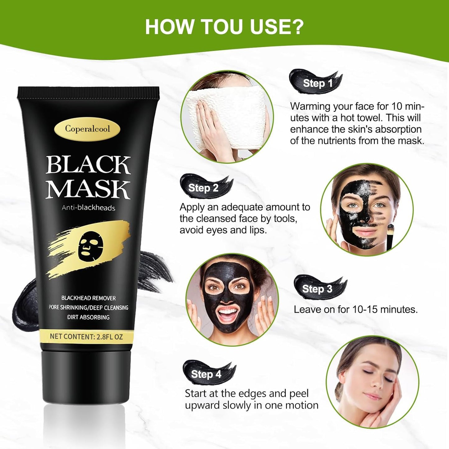 Blackhead Remover Mask, Charcoal Peel Off Face Mask | Charcoal face Mask for Deep Cleansing Dirts, Pores, Acne, Skin Oil and Blackheads | Suitable for all skin types for boys and girls(2.8 Fl Oz)