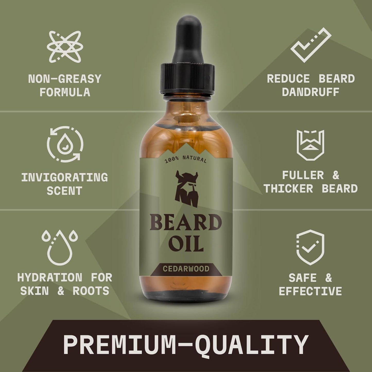 Striking Viking Beard Oil for Men - 2 Fl Oz, Cedarwood Scent - Beard Growth & Conditioning with Argan, Almond Plus Tea Tree Oil & Jojoba Oil for Beard Growth - Softener & Moisturizer