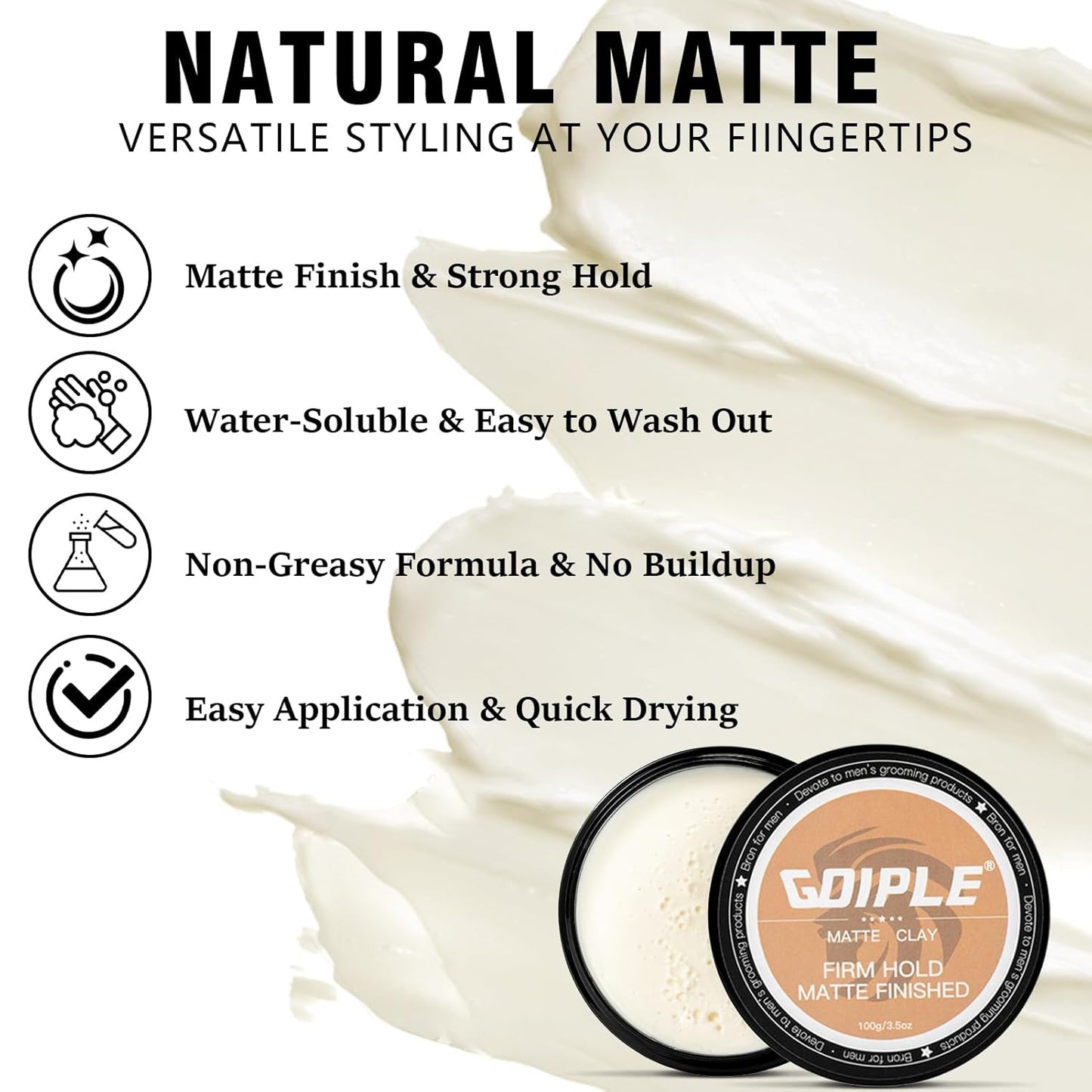 Hair Styling Clay for Men Firm Hold - Matte Finish Hair Clay Hair Paste Water Based Matte Texture Pomade Mens Hair Products - Hair Paste Clay Pomade Ideal for All Men's Hair Types 3.5oz (2PCS)