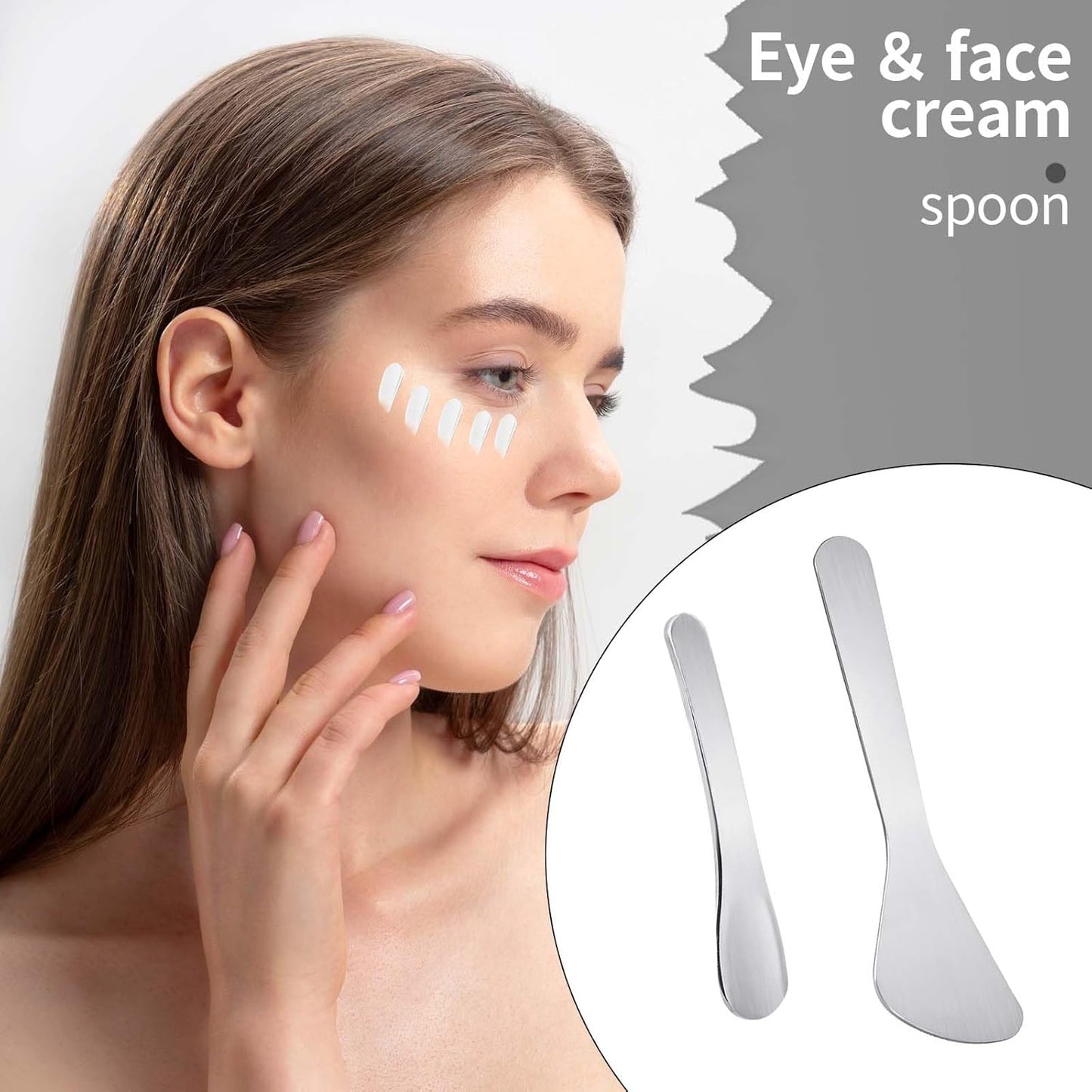 2Pcs Mini Metal Cosmetic Spatulas, Makeup Spatulas, Skincare Spatula, Cream Spatula, Beauty Accessories for Mixing and Sampling Plant Masks, Skin Care Creams, Eye Cream, Essences(Style 3)