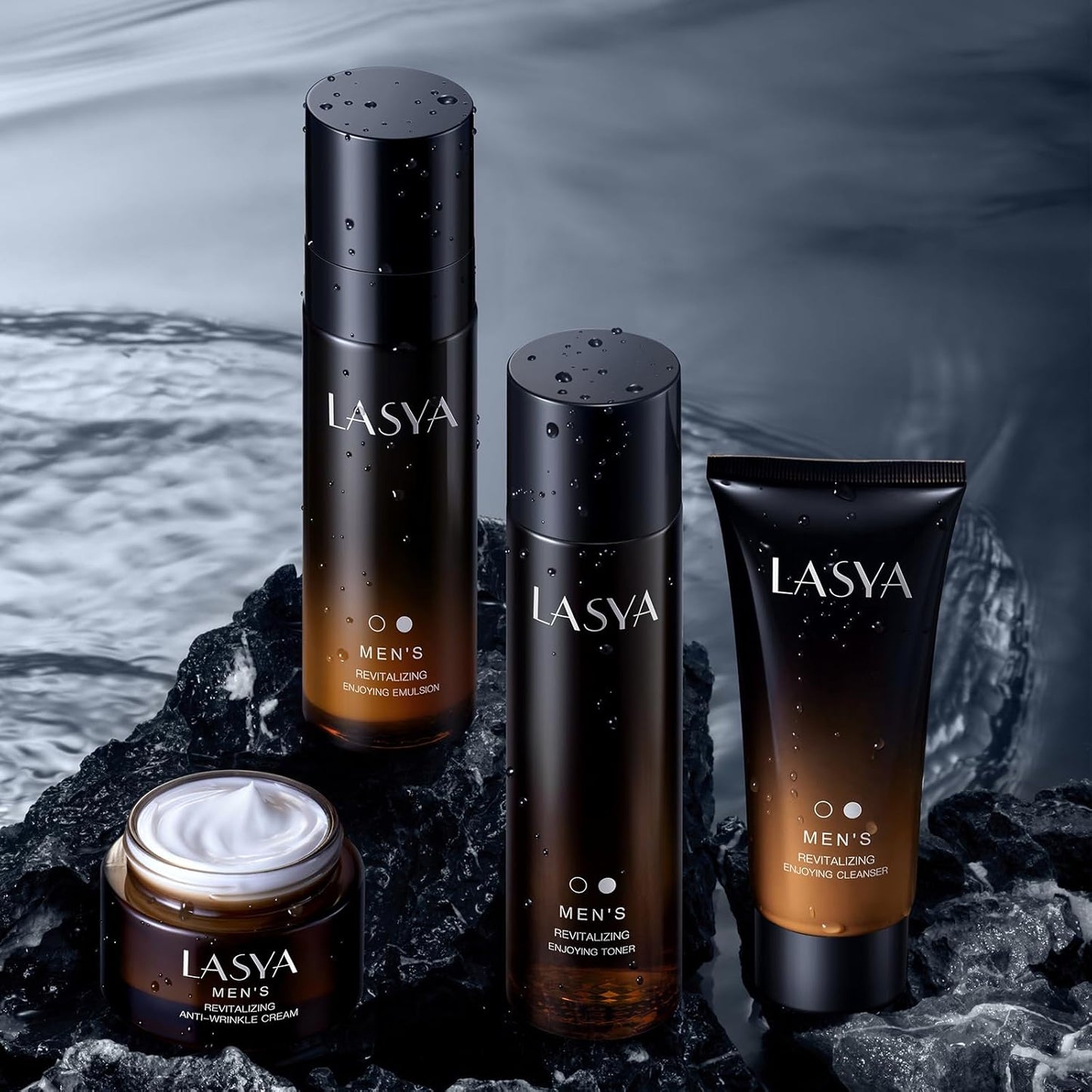 Anti Aging Skin Care Set for Men,Reduce Wrinkles & Hydrate Mens Skin Care Kit Cleanser,Toner,Lotion,Face Cream,Complete Skincare Process for Men Unique Skin Care Sets & Kits(4-Pcs)