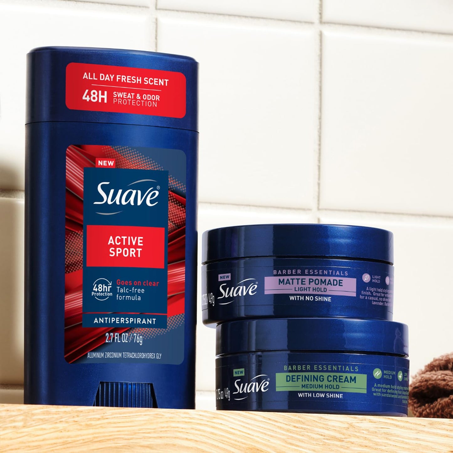 Suave+ Matte Pomade for Men’s Hair Styling 4-Pack – Light Hold, No Shine, Shaping Cream & Frizz Control, Barber Essentials, 1.75 Oz Ea