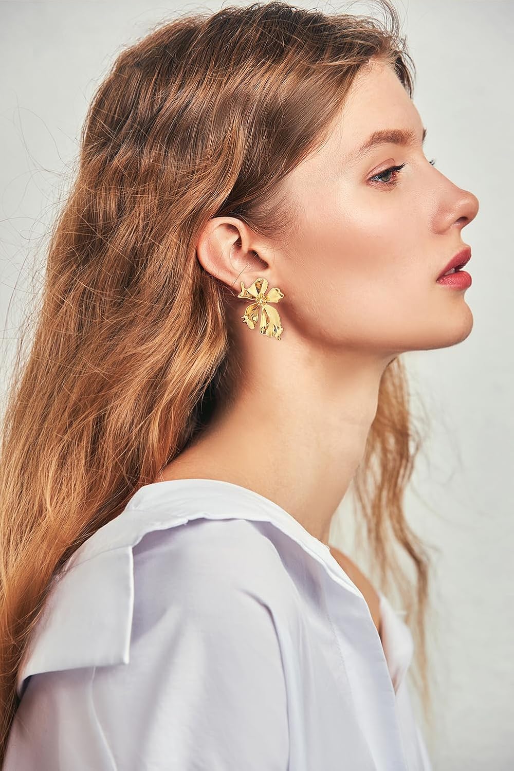 CLASSYZINT Gold/White/Red/Black Flower Stud Earrings For Women