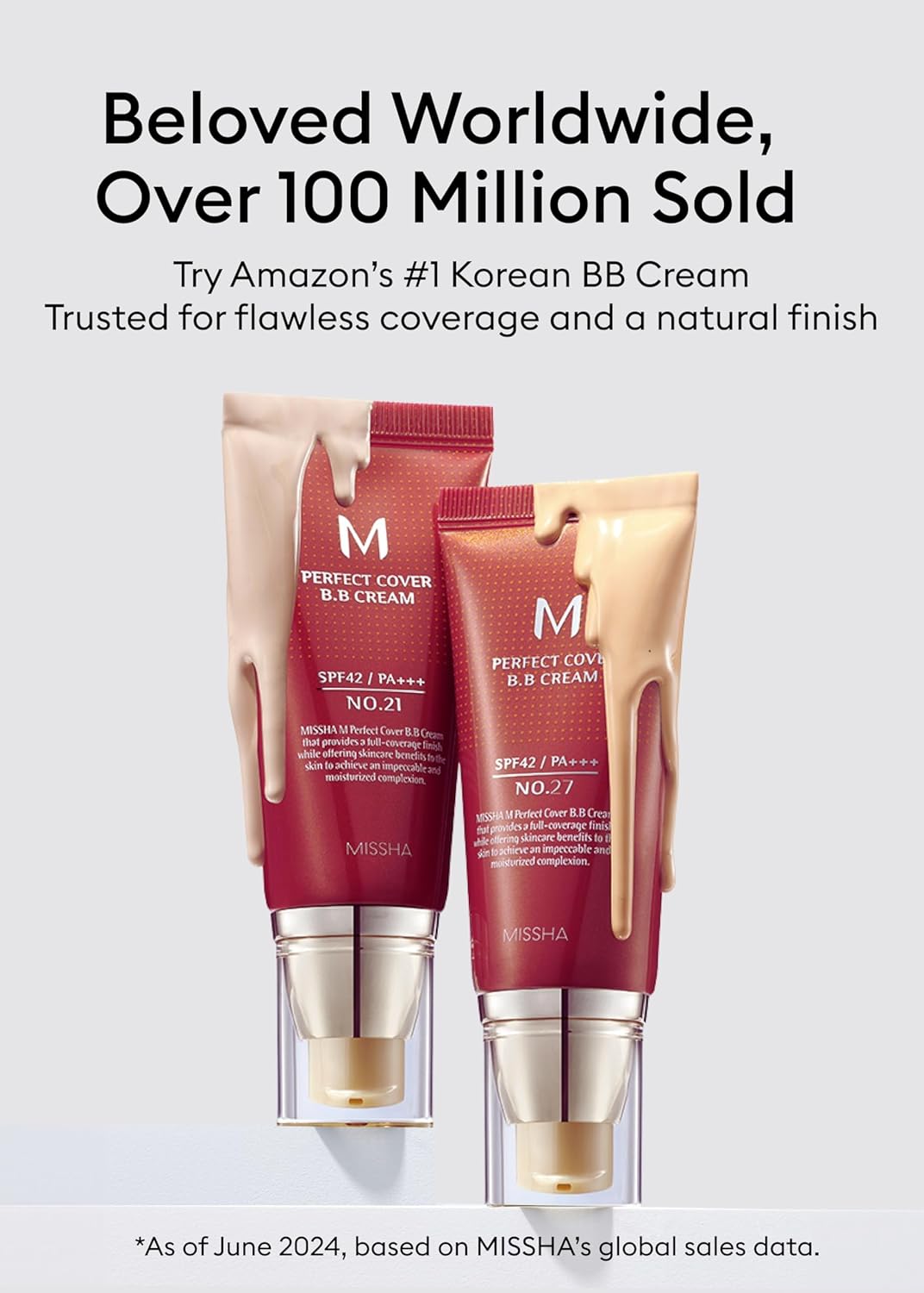 MISSHA M Perfect Cover BB Cream No.23 (2 Pack) Natural Beige for Light with Neutral Skin Tone SPF 42 PA +++ 1.69 Fl Oz - Tinted Moisturizer for face with SPF