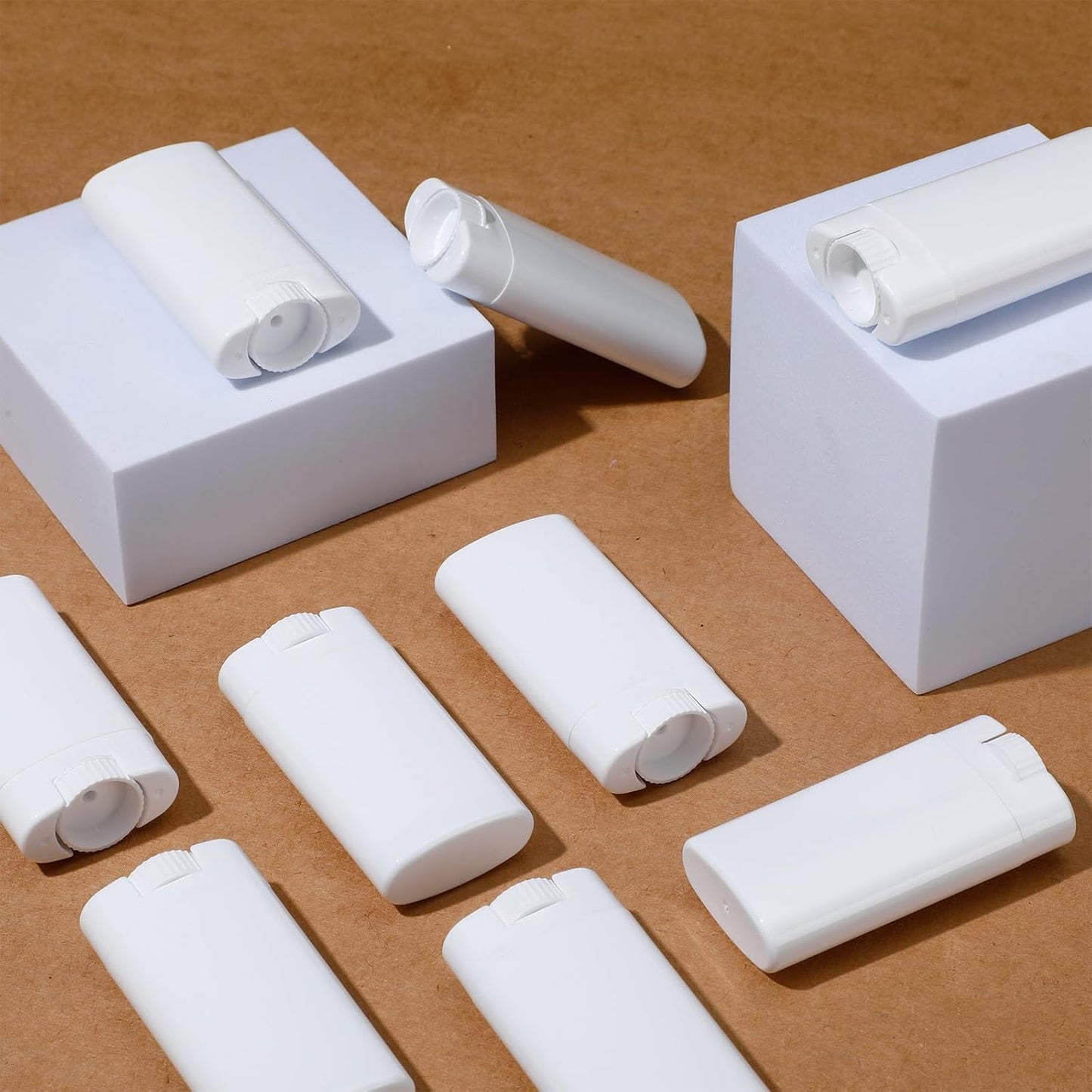 Wesiti 50 Pcs Plastic Empty Deodorant Containers 1/2 oz Travel Deodorant 15ml Refillable Containers Tubes Oval Lip Balm Tubes for Lip Balm DIY, White