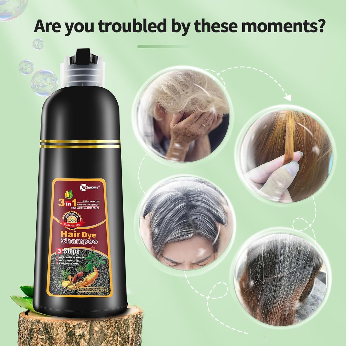 Leorx 3 In 1 Wine Red Color Hair Dye shampoo, For Refresh and Instant Herbal Coloring For Women&Men - Tintes Para El Cabello Profesional