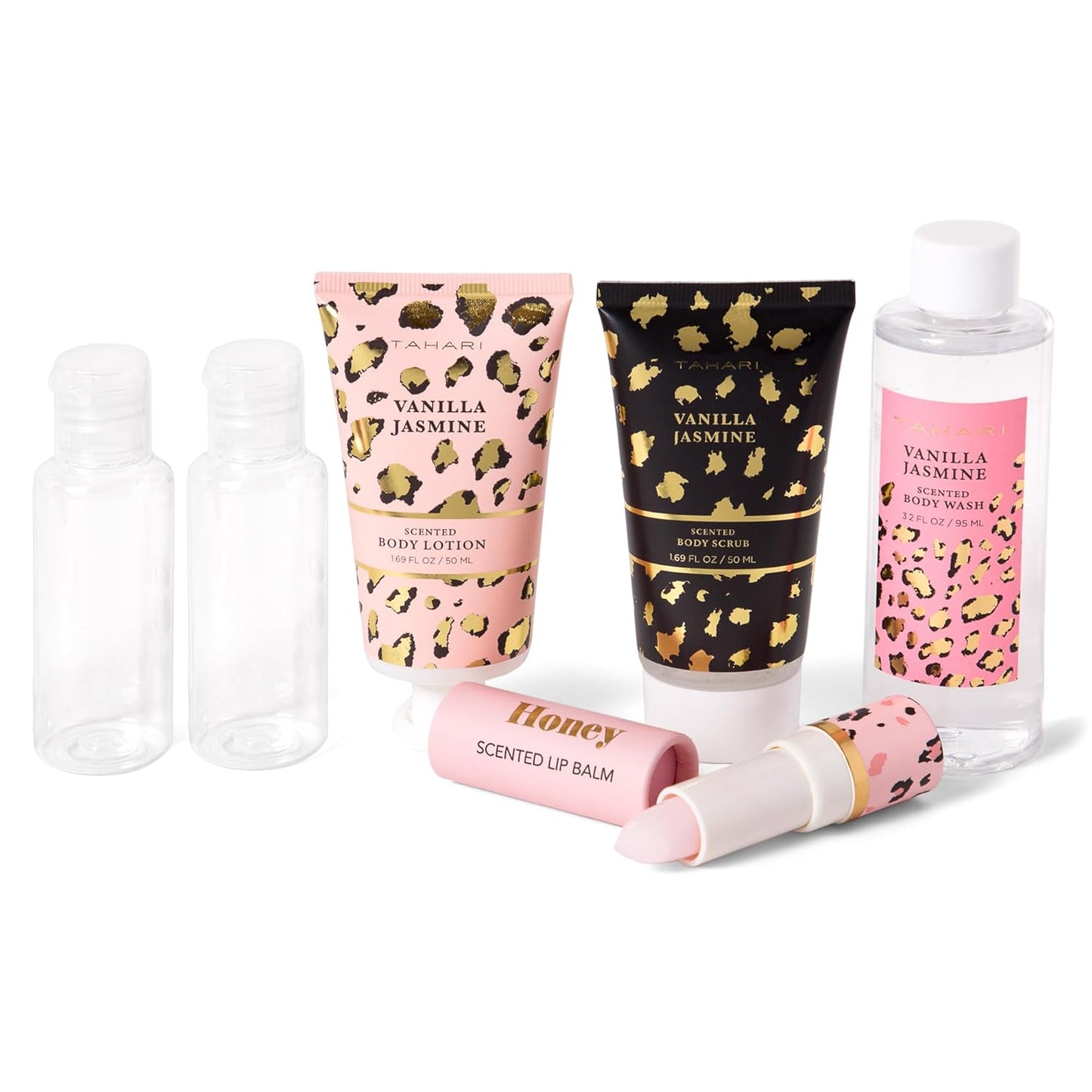 Tahari Spa Gift Set for Women, Vanilla Jasmine Spa Set, Bath Kit for Women Gift Set Includes Body Lotion, Body Wash, Hand Cream, Lotion Gift Set for Women, Birthday Gifts For Women - (Leopard)