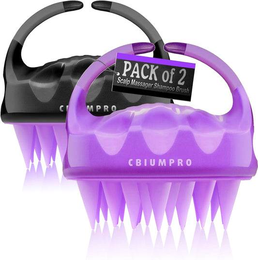 Cbiumpro 2-Pack Scalp Massager Shampoo Brush, Ultra Soft Silicone Scalp Scrubber Exfoliator Brush for Hair Growth & Dandruff Removal - 100% Fit All Hair Types