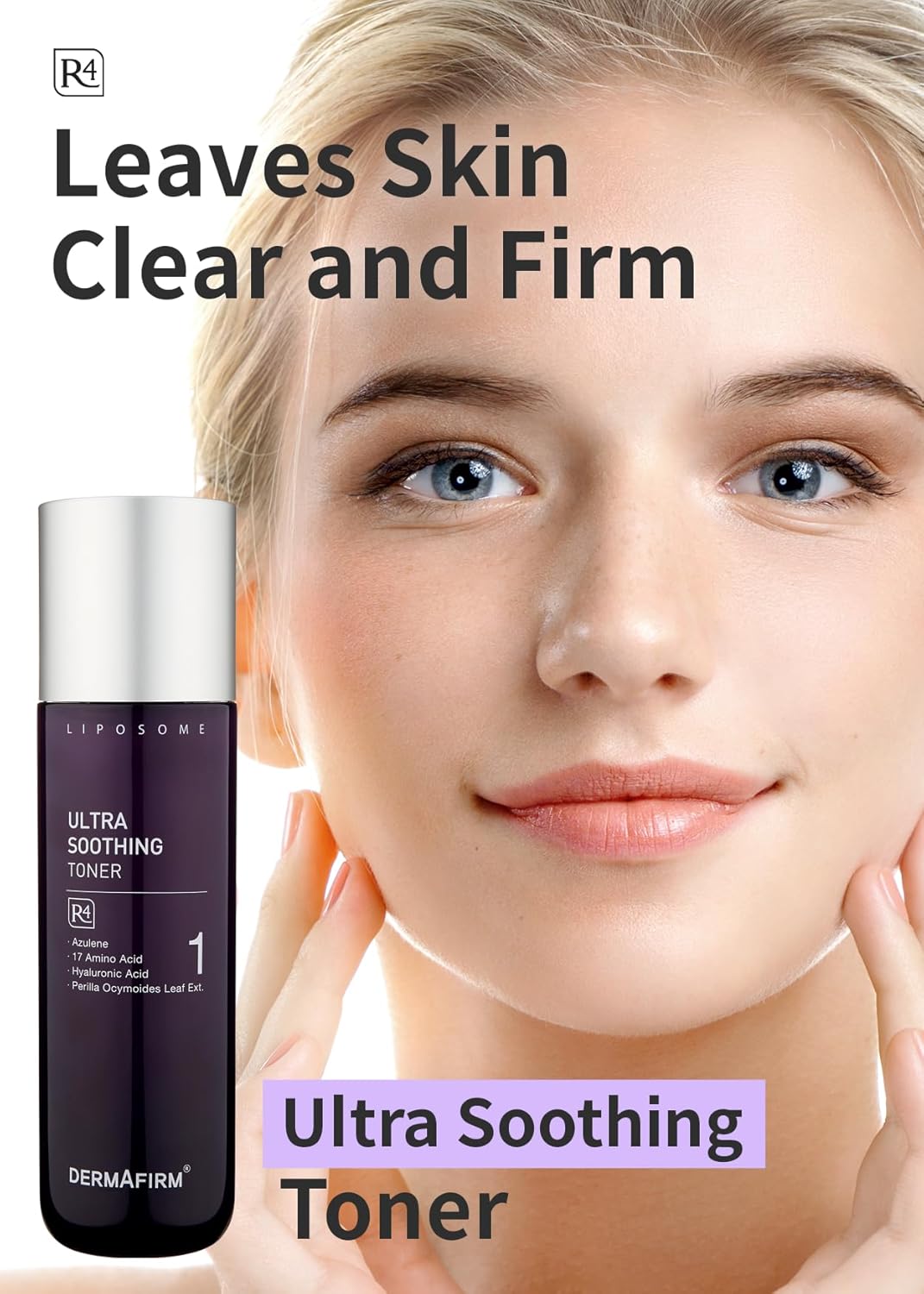 Ultra Soothing Face Toner R4 w/Azulene 17 Amino Acids Hyaluronic Acid & Perilla Leaf | Soothing Facial Toner for Cooling & Restoring of All Skin Types No Animal Trials No Paraben 6.76 fl oz