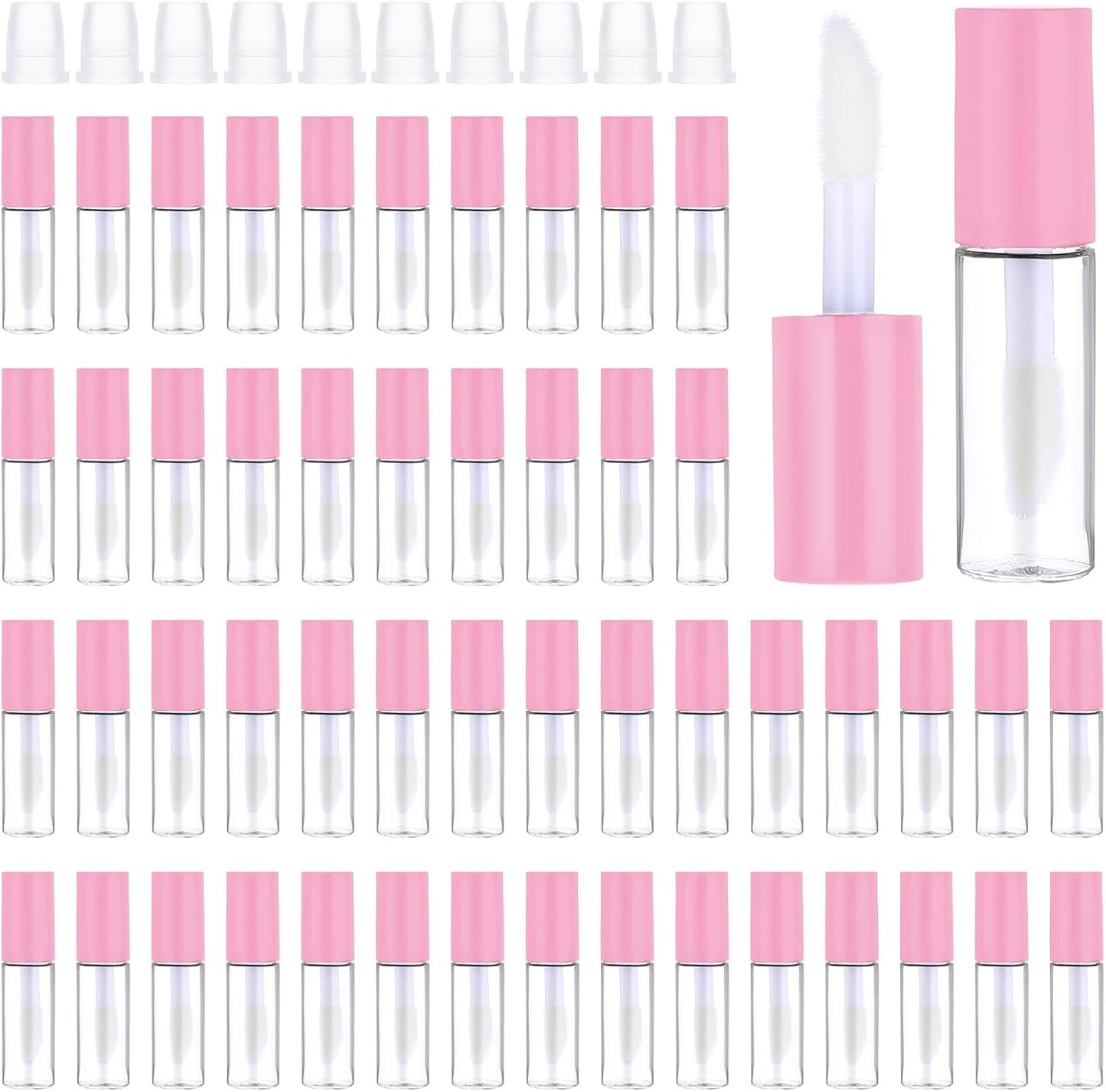 100 Pcs Mini Lip Gloss Tubes, Refillable Lip Balm Bottle Transparent Empty Containers Travel Personal Cosmetic Inserts Cosmetic Tools Mini Lipstick Containers for Women DIY Makeup (Pink)