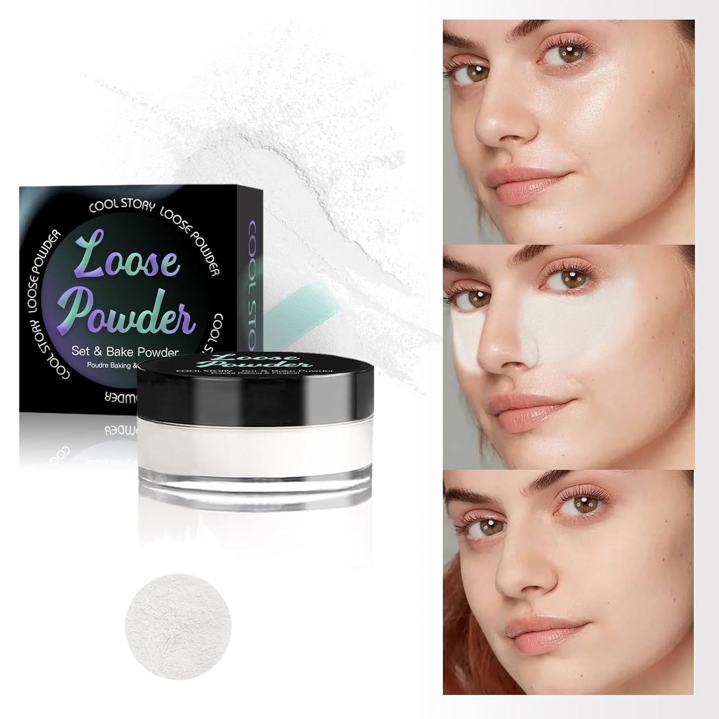 Loose Setting Powder, Bake Makeup Powder Full Coverage Matte Finish (Sugar, 6g/O.21oz)