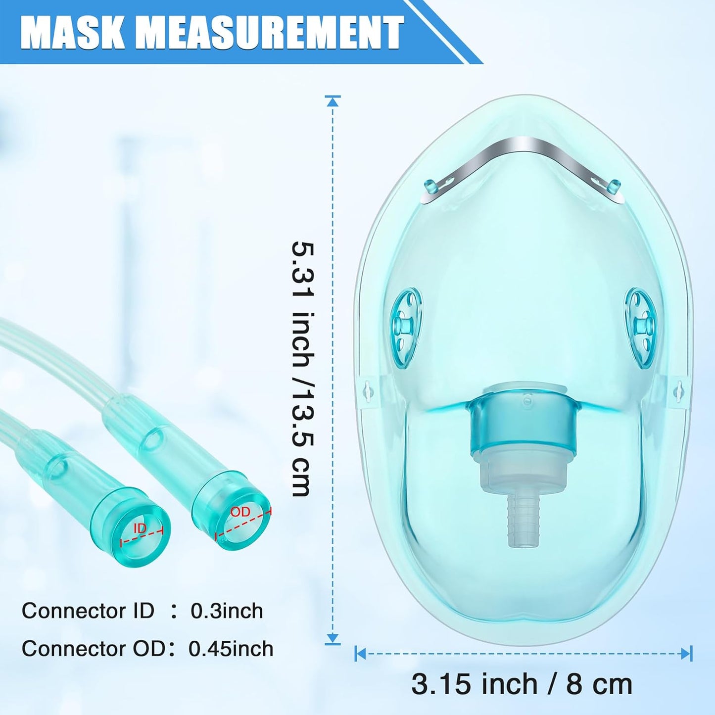 Geiserailie 2PCS L Oxygen Mask with 6.6 Ft Tubing and Adjustable Elastic Strap, Adult Oxygen Mask with Tubing, Breathing Masks for Face Adult