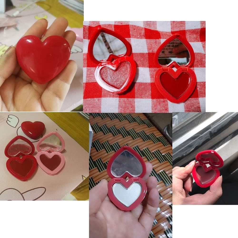 RONRONS 8 Pack Empty Eyeshadow Palette Mini Heart Shaped Lipstick Container Case DIY Cosmetics Container with Mirror