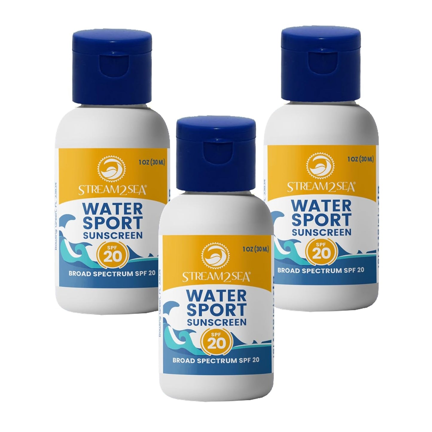 STREAM 2 SEA SPF 20 Mineral Sunscreen Biodegradable and Reef Safe, 1 Fl oz Pack of 3 Travel Size Paraben Free Non Greasy, Moisturizing Mineral Sunscreen For Face, Body Protection Against UVA and UVB