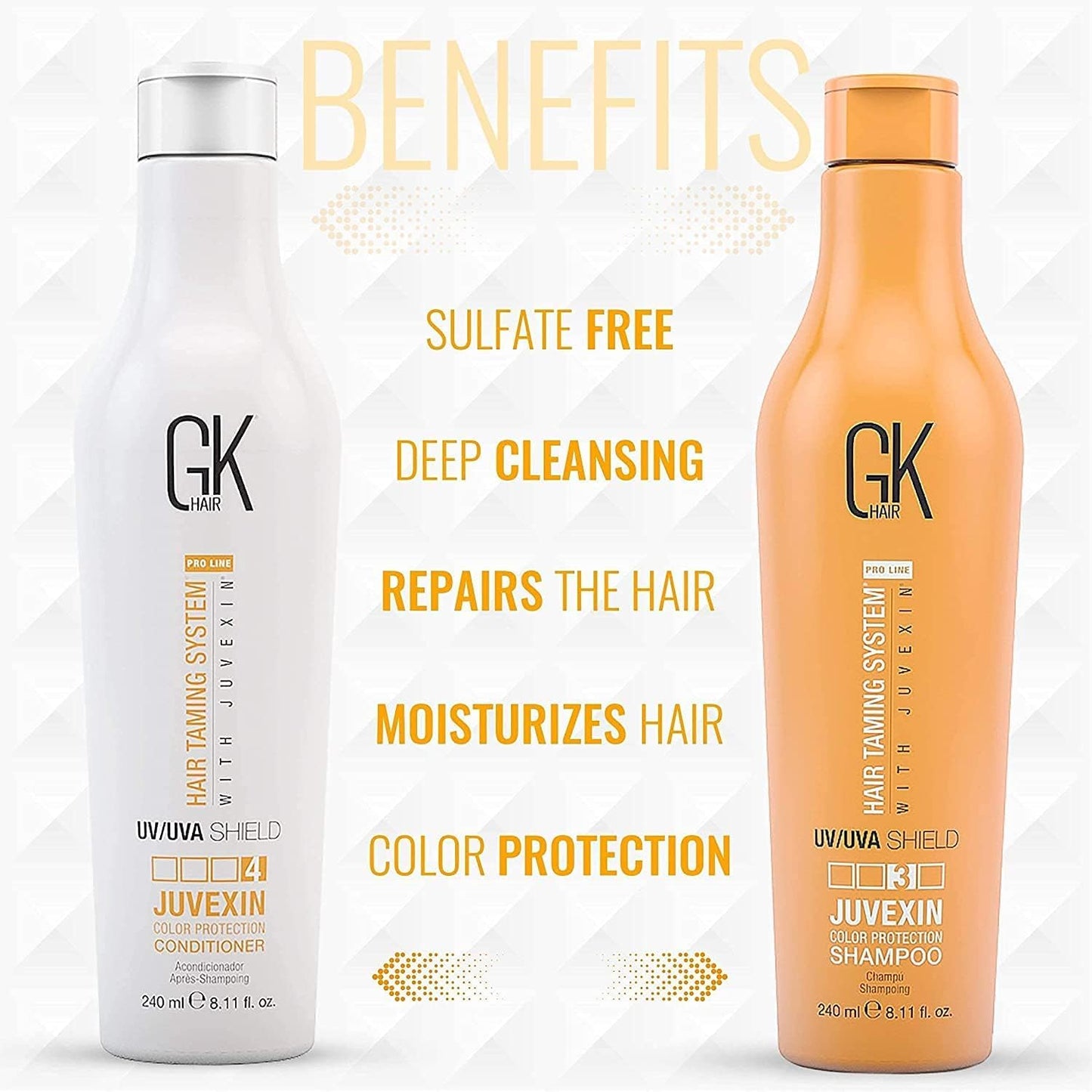 GK Hair Shield Shampoo and Conditioner – UV/UVA Protection for Color-Treated Hair – Hydrates, Prevents Fading and Split Ends – Anti-Frizz Formula for Softer, Stronger Hair