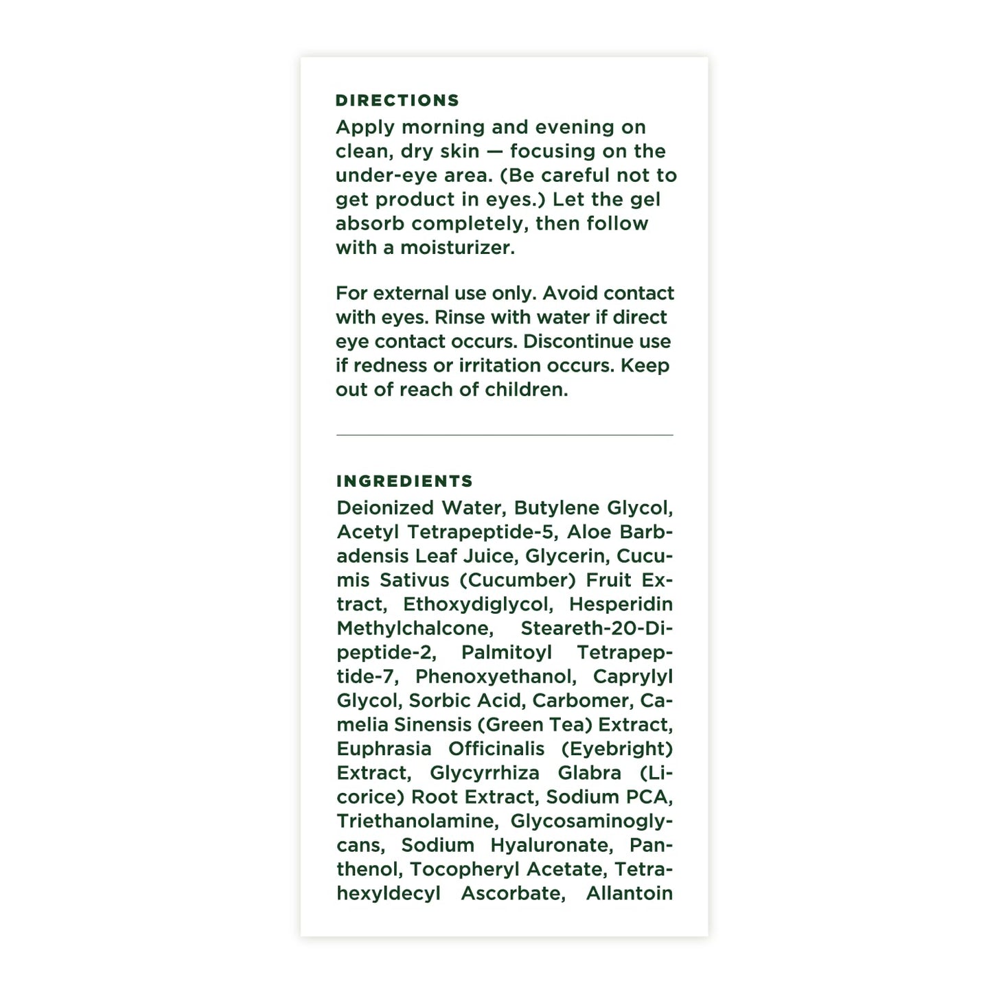 Tree of Life Anti-Aging Eye Treatment Gel Cream to Hydrate Dark Circles and Reduce Puffiness, Bags and Wrinkles, Vitamin C