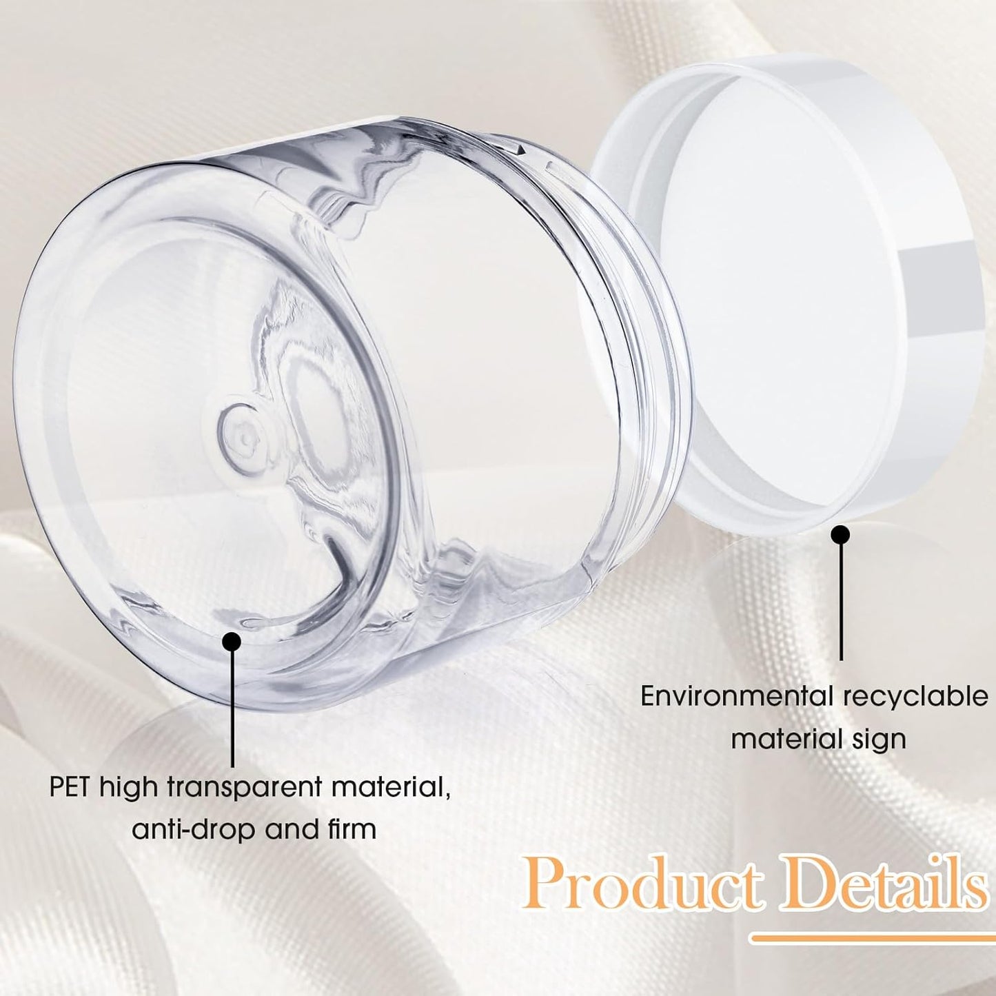 SATINIOR 100 Pcs Plastic Jars with Lids Small Containers Lids Wide Mouth Small Plastic Containers for Lotion Cream Rhinestones Body Butters Travel Storage(6 oz,White)