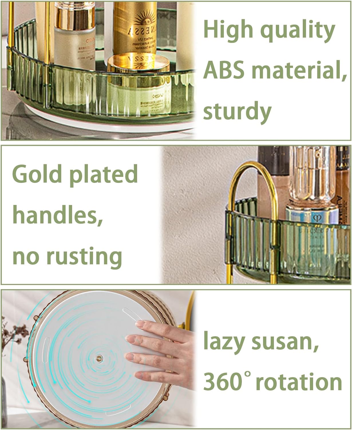 Rotating Makeup Organizer for Vanity, High-Capacity Skincare Clear Make Up Storage Perfume Organizers Cosmetic Dresser Organizer Countertop 360 Spinning (Purple, 3 Tier)