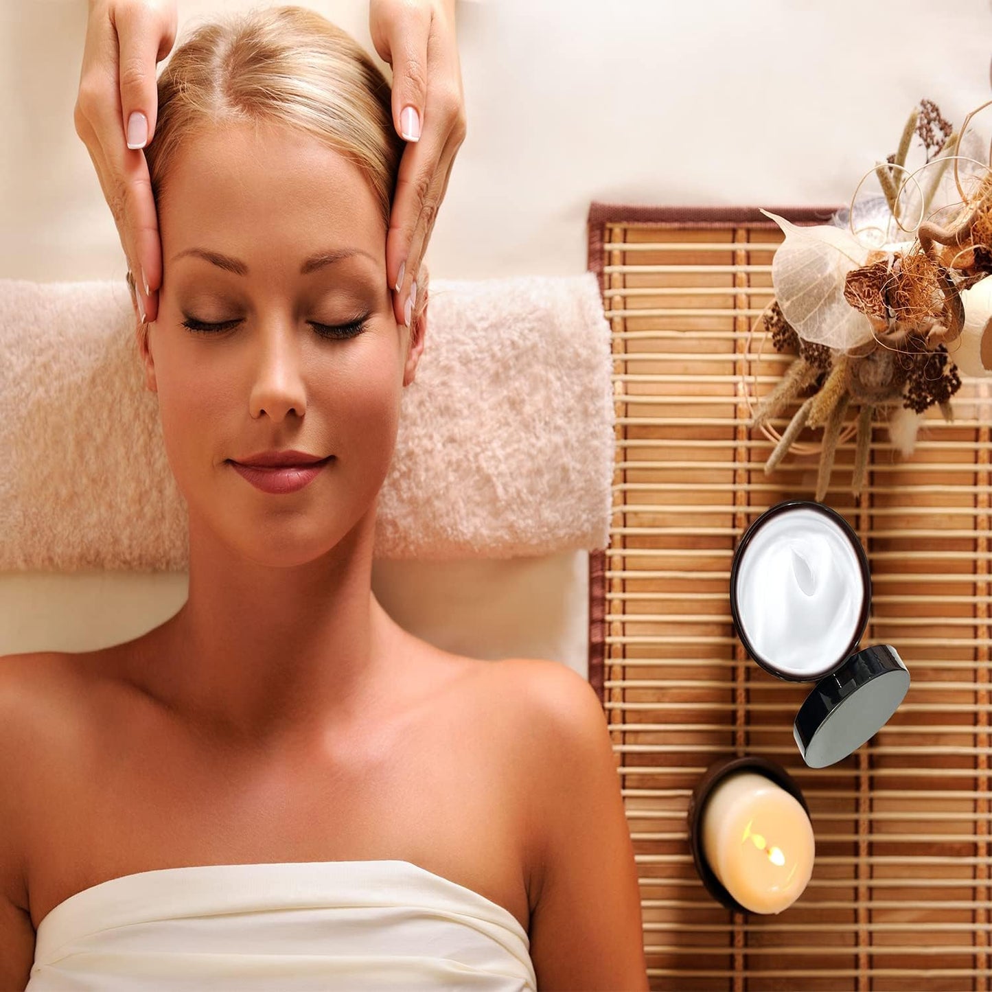 12 oz Amber Plastic Cosmetic Jars Leak Proof Container with Black Lid for Cream, Lotion, Powder, ointment, Beauty Products etc, 6 Pcs.